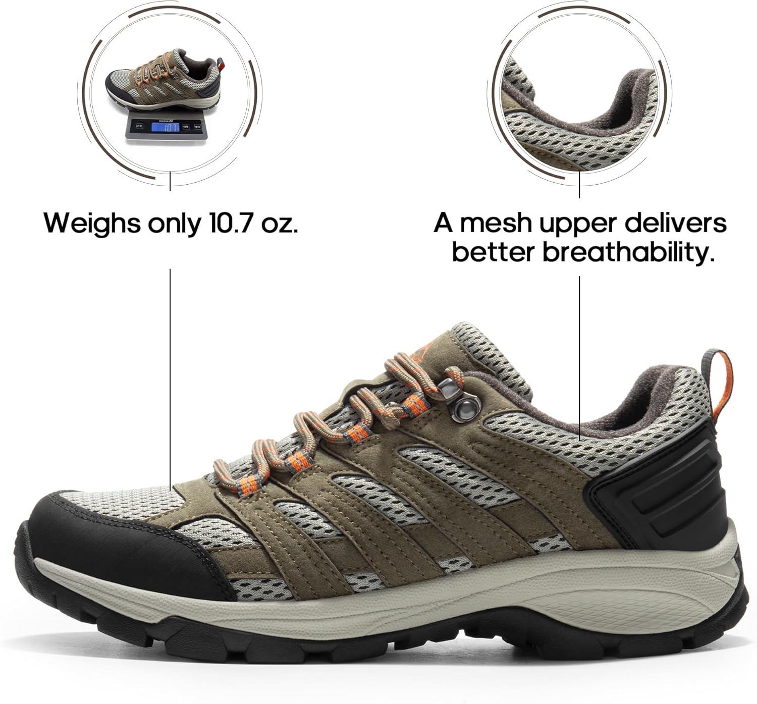 imageNORTIV 8 Womens Hiking Shoes Lightweight Breathable Mesh Walking Sneakers Outdoor Work Shoes WanderKhakipu