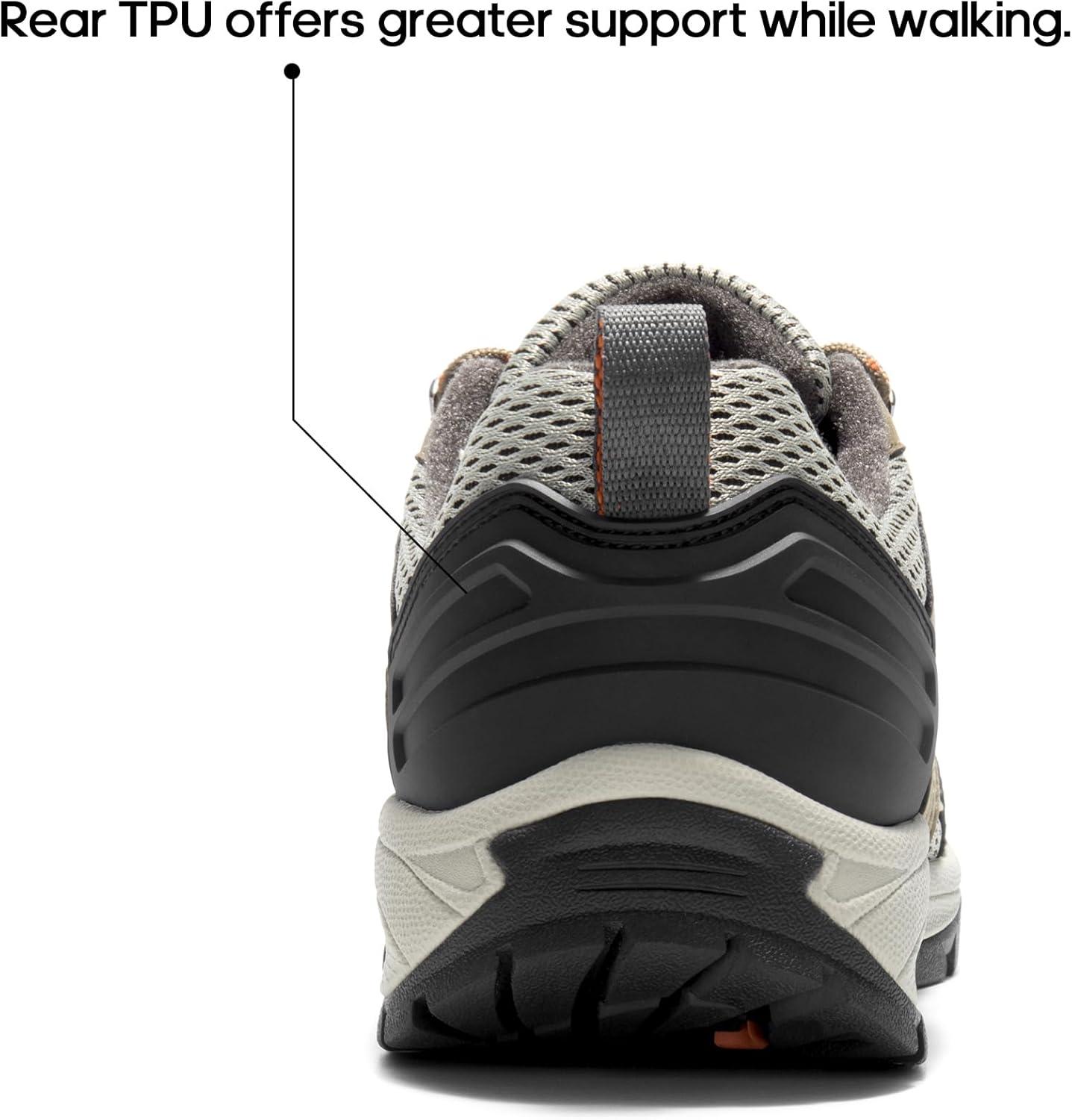 imageNORTIV 8 Womens Hiking Shoes Lightweight Breathable Mesh Walking Sneakers Outdoor Work Shoes WanderKhakipu