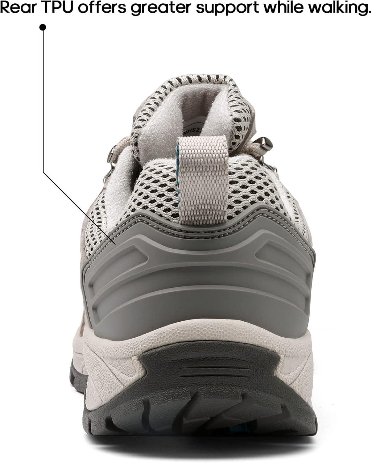imageNORTIV 8 Womens Hiking Shoes Lightweight Breathable Mesh Walking Sneakers Outdoor Work Shoes WanderLight Grey