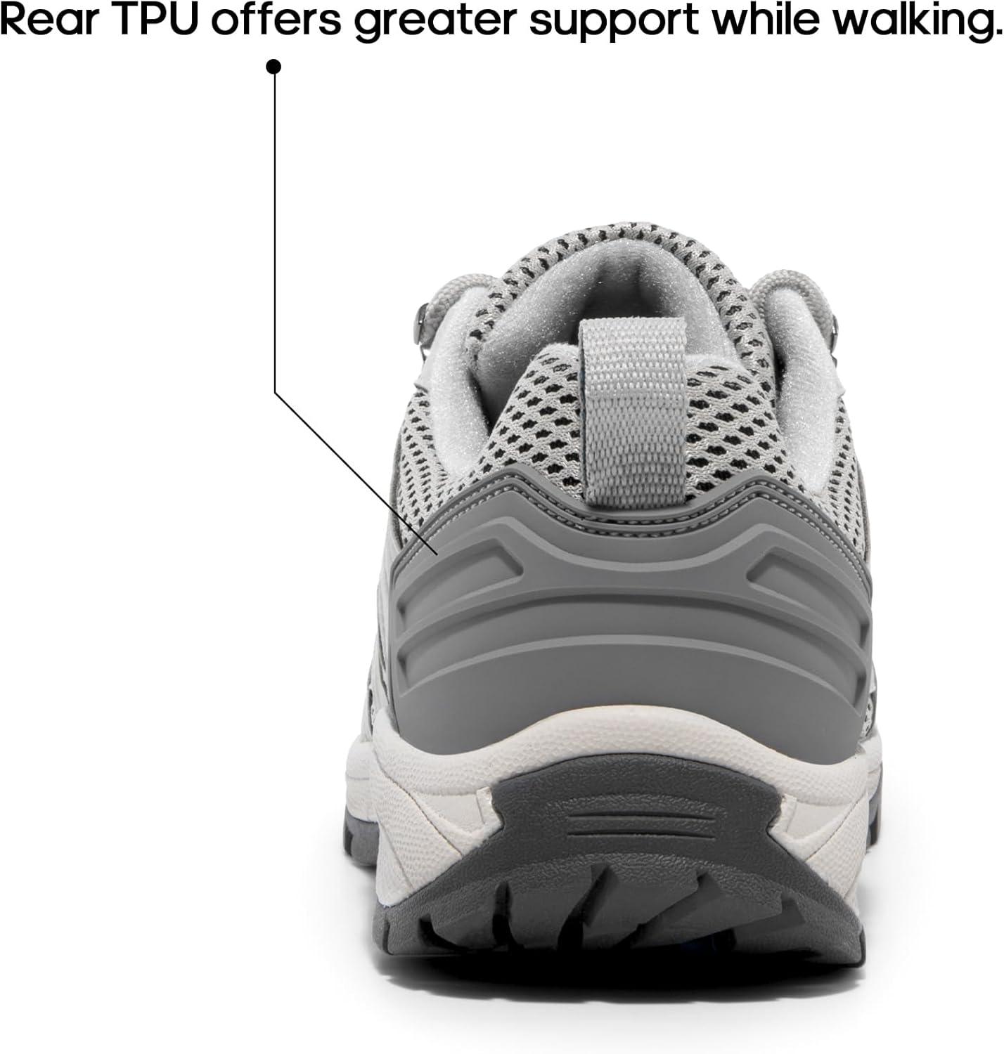 imageNORTIV 8 Womens Hiking Shoes Lightweight Breathable Mesh Walking Sneakers Outdoor Work Shoes WanderLight Greypu