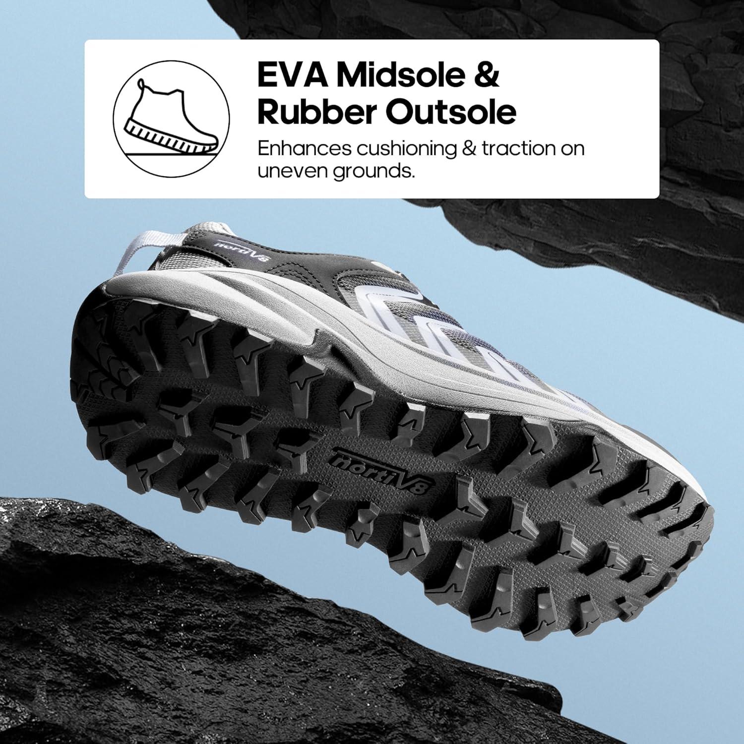 imageNORTIV 8 Womens Hiking Shoes Lightweight Walking Sneakers with Arch Support Outdoor Work Camping Tennis Workout Cross Training EchoGrey