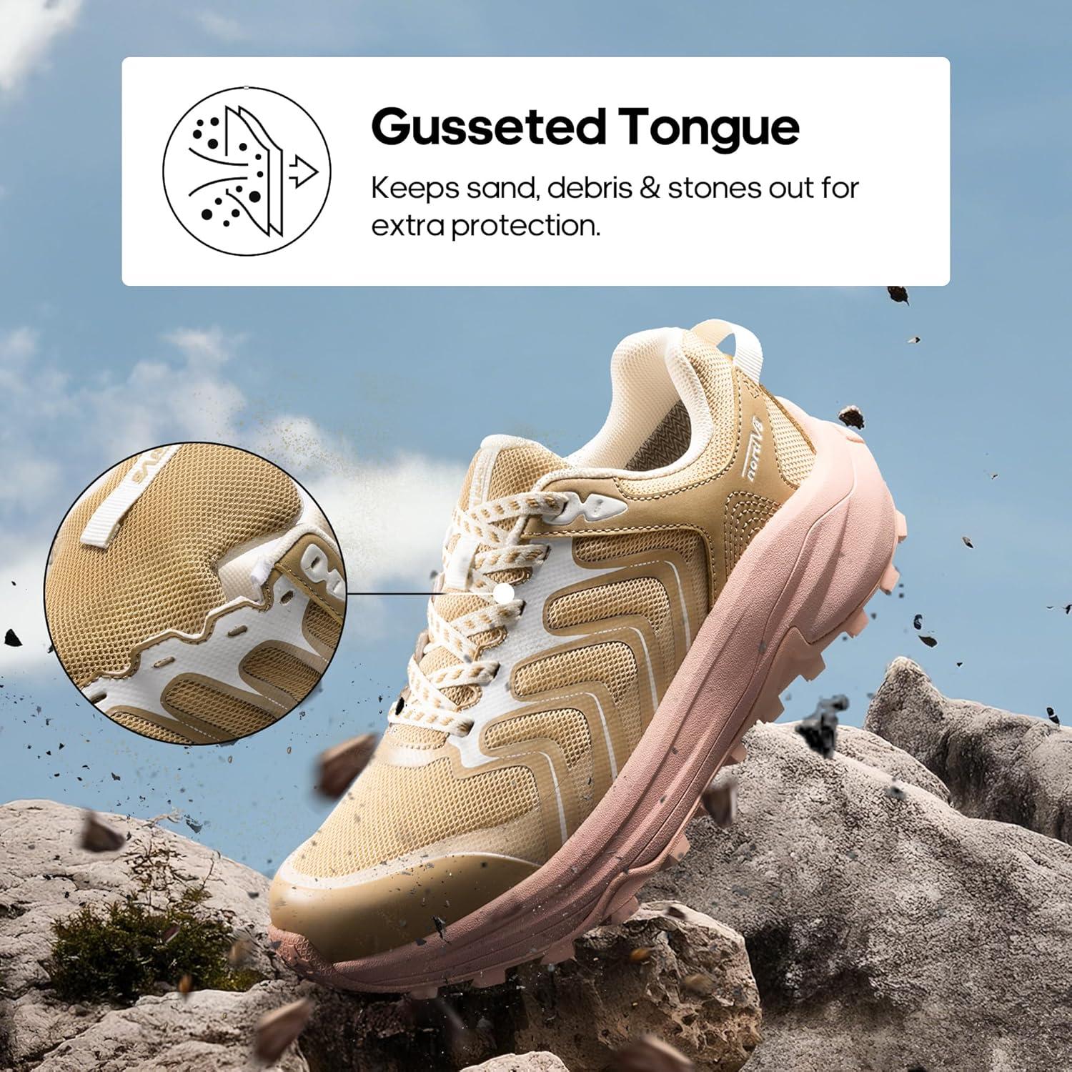 imageNORTIV 8 Womens Hiking Shoes Lightweight Walking Sneakers with Arch Support Outdoor Work Camping Tennis Workout Cross Training EchoTan