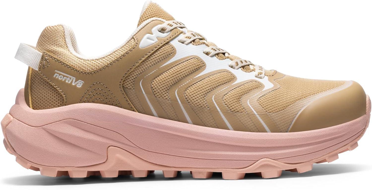 imageNORTIV 8 Womens Hiking Shoes Lightweight Walking Sneakers with Arch Support Outdoor Work Camping Tennis Workout Cross Training EchoTan