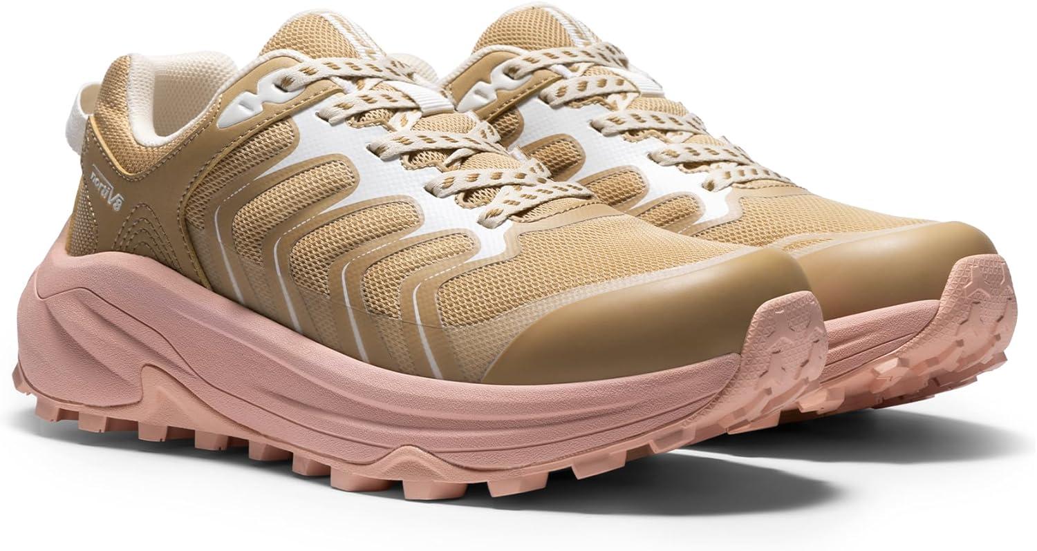 imageNORTIV 8 Womens Hiking Shoes Lightweight Walking Sneakers with Arch Support Outdoor Work Camping Tennis Workout Cross Training EchoTan