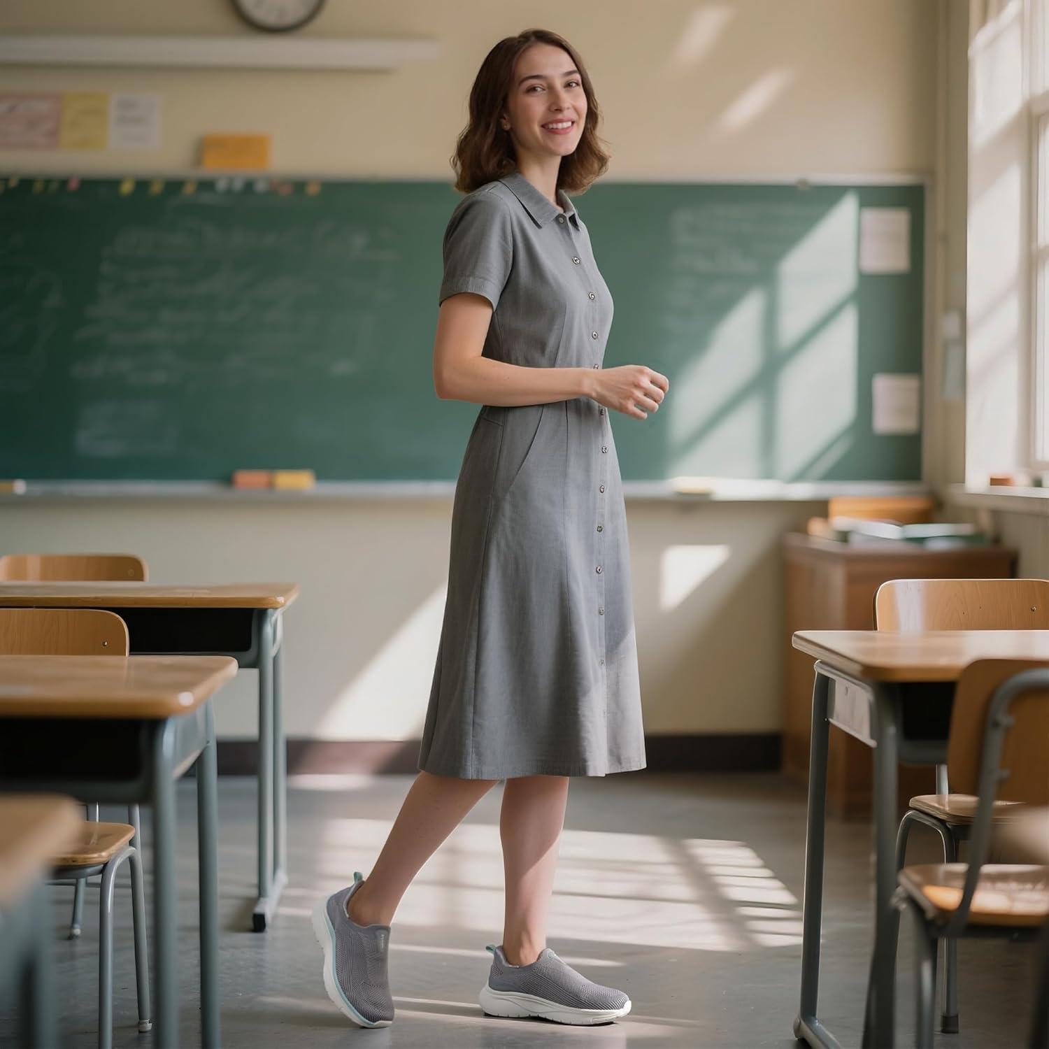 imageNORTIV 8 Womens Slip on Walking Shoes Hands Free NonSlip Lightweight Gym Workout Casual Comfort Breathable Running Tennis SwiftSleek Fashion SneakersGrey