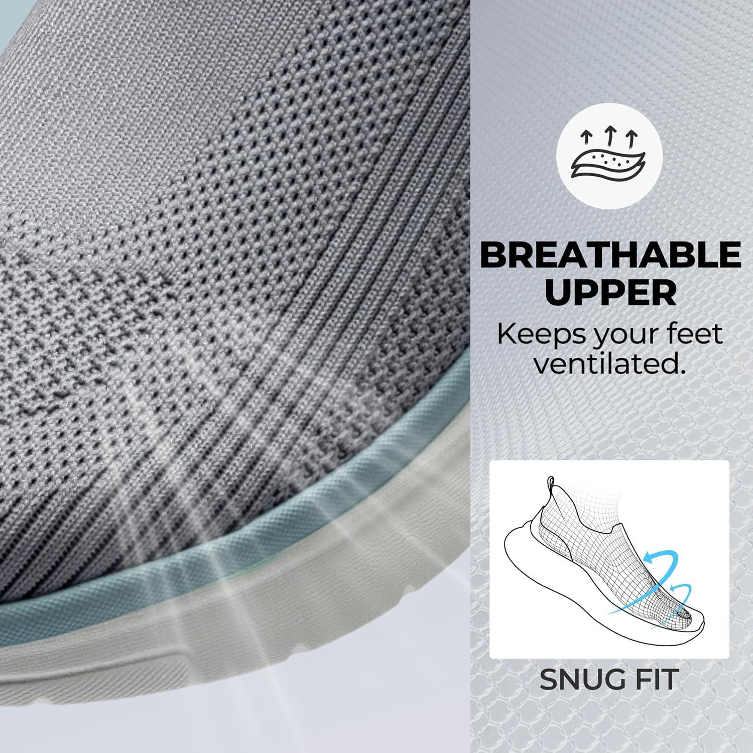 imageNORTIV 8 Womens Slip on Walking Shoes Hands Free NonSlip Lightweight Gym Workout Casual Comfort Breathable Running Tennis SwiftSleek Fashion SneakersGrey