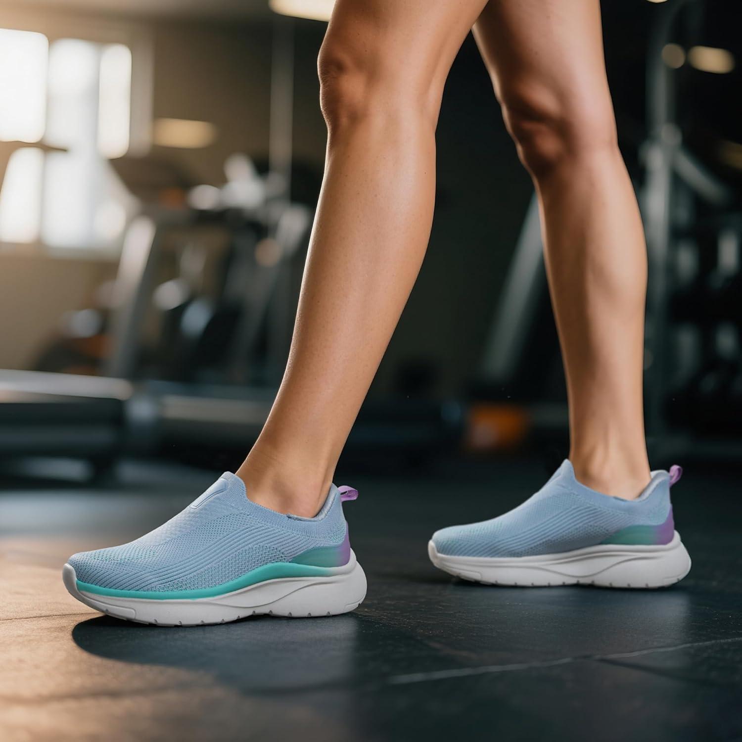 imageNORTIV 8 Womens Slip on Walking Shoes Hands Free NonSlip Lightweight Gym Workout Casual Comfort Breathable Running Tennis SwiftSleek Fashion SneakersLight Blue