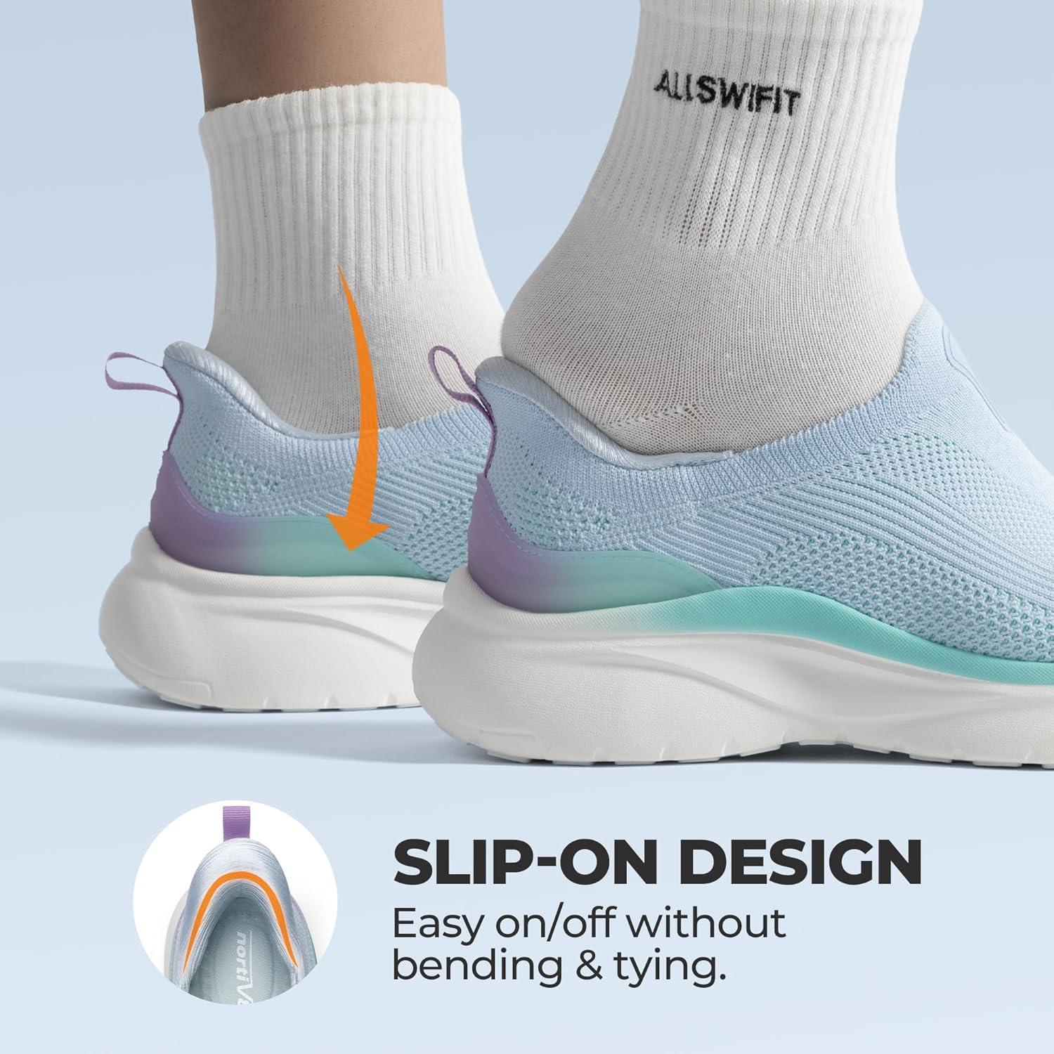imageNORTIV 8 Womens Slip on Walking Shoes Hands Free NonSlip Lightweight Gym Workout Casual Comfort Breathable Running Tennis SwiftSleek Fashion SneakersLight Blue