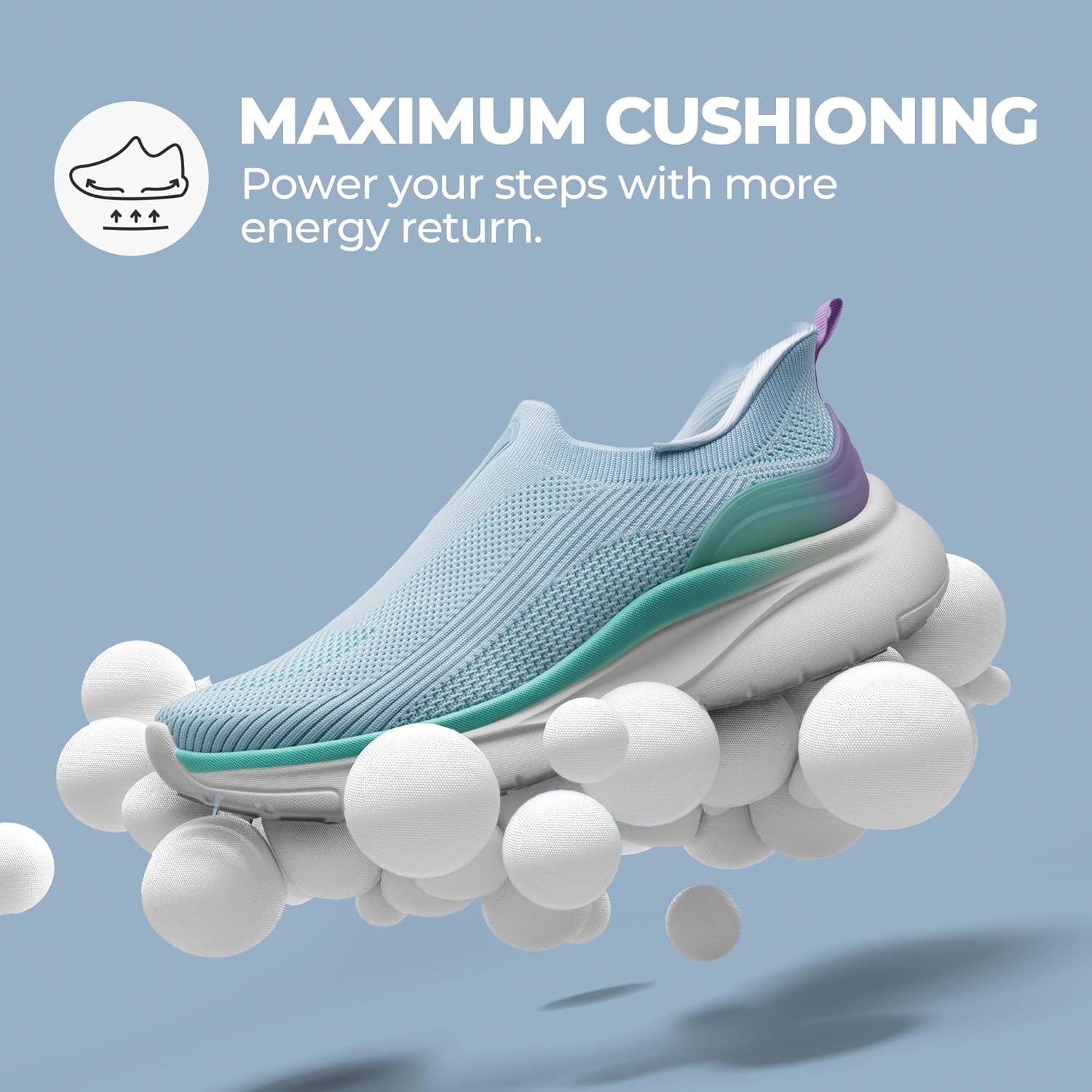 imageNORTIV 8 Womens Slip on Walking Shoes Hands Free NonSlip Lightweight Gym Workout Casual Comfort Breathable Running Tennis SwiftSleek Fashion SneakersLight Blue