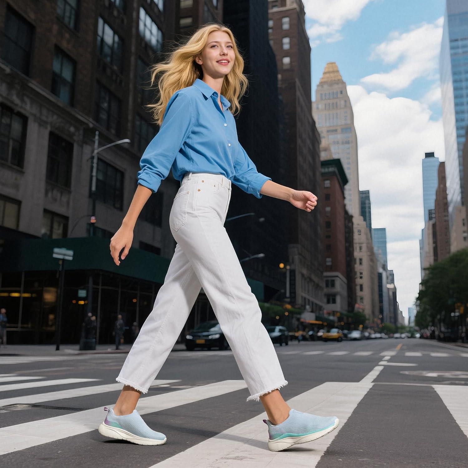 imageNORTIV 8 Womens Slip on Walking Shoes Hands Free NonSlip Lightweight Gym Workout Casual Comfort Breathable Running Tennis SwiftSleek Fashion SneakersLight Blue