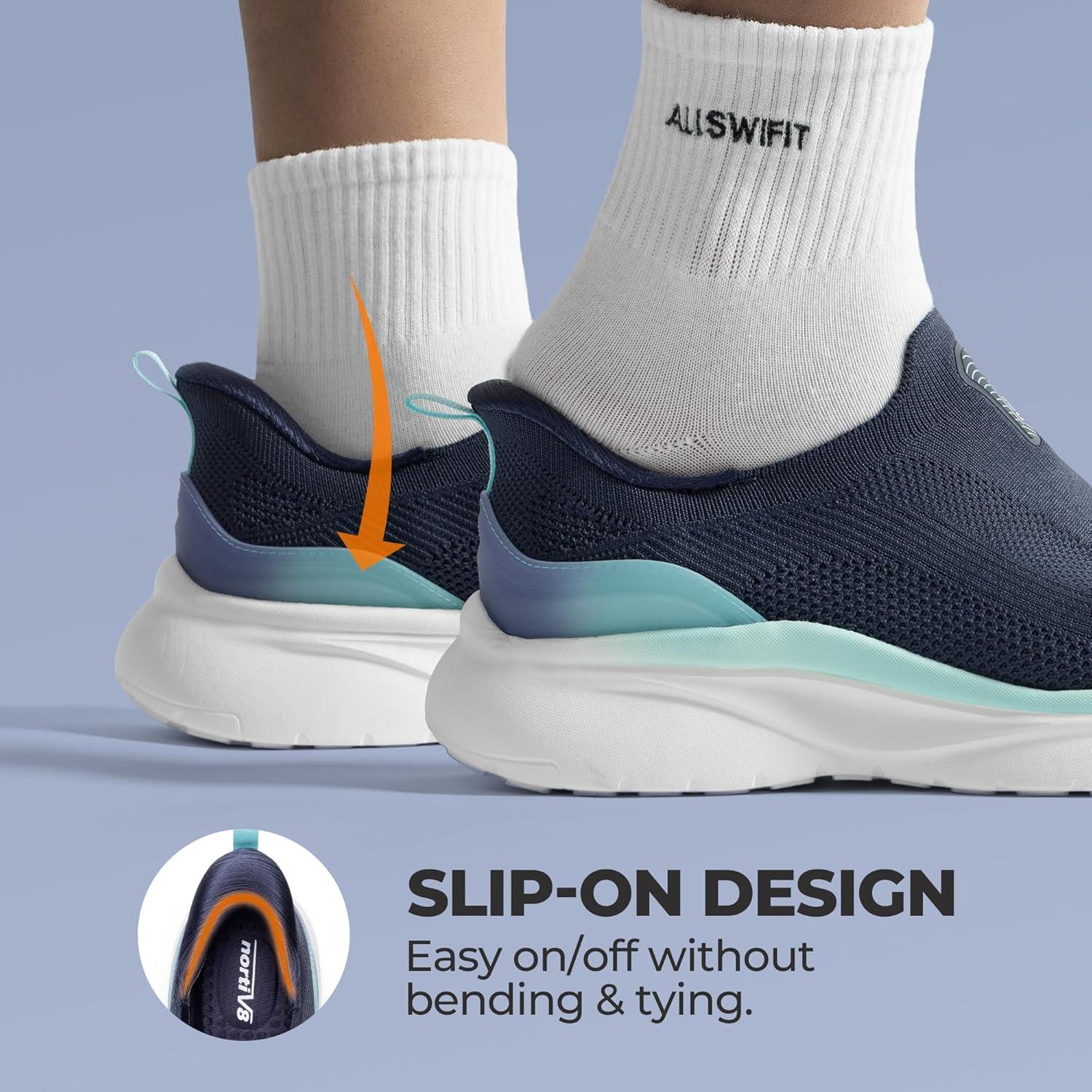 imageNORTIV 8 Womens Slip on Walking Shoes Hands Free NonSlip Lightweight Gym Workout Casual Comfort Breathable Running Tennis SwiftSleek Fashion SneakersNavy