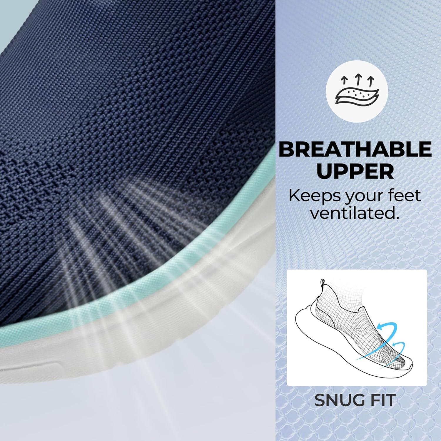 imageNORTIV 8 Womens Slip on Walking Shoes Hands Free NonSlip Lightweight Gym Workout Casual Comfort Breathable Running Tennis SwiftSleek Fashion SneakersNavy