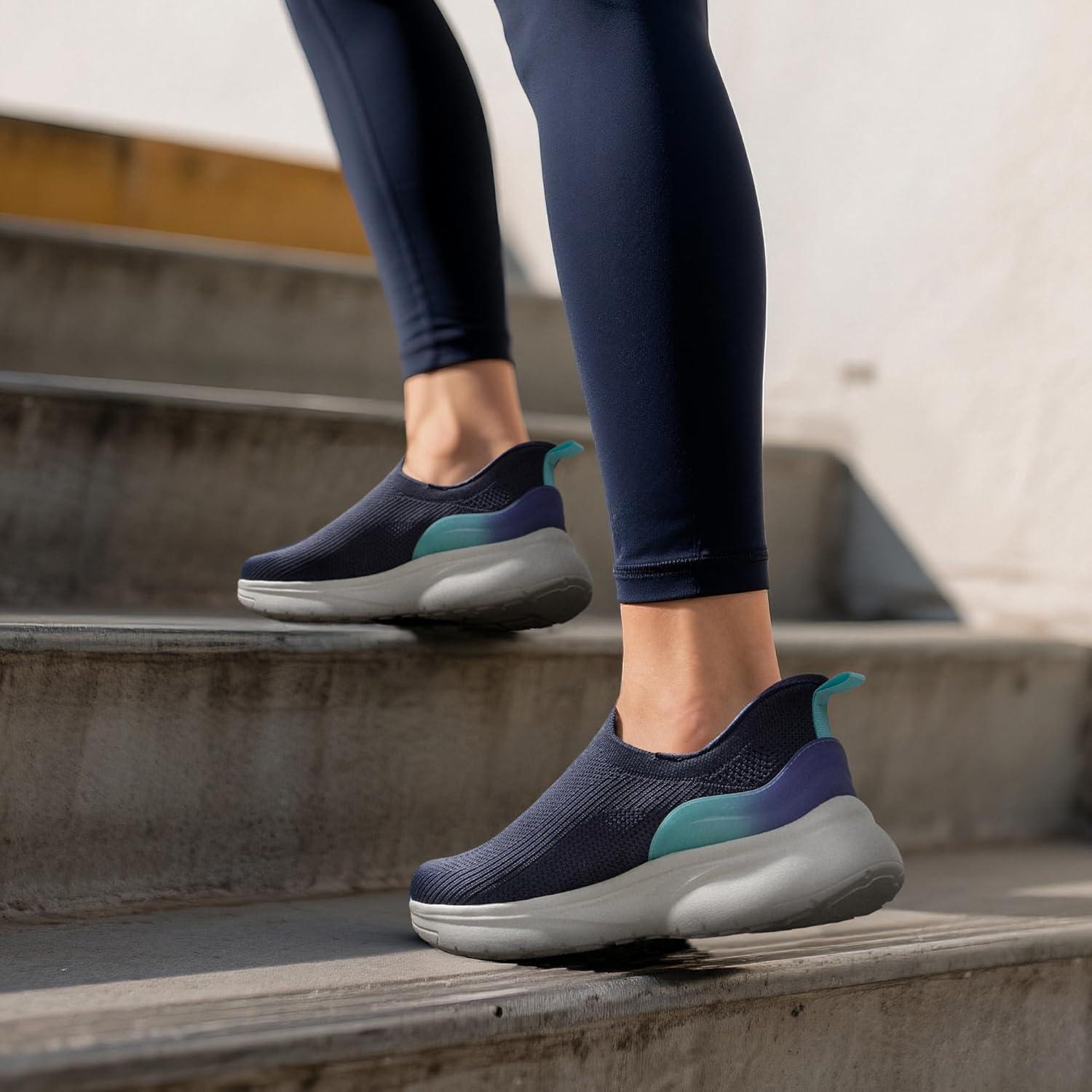 imageNORTIV 8 Womens Slip on Walking Shoes Hands Free NonSlip Lightweight Gym Workout Casual Comfort Breathable Running Tennis SwiftSleek Fashion SneakersNavy