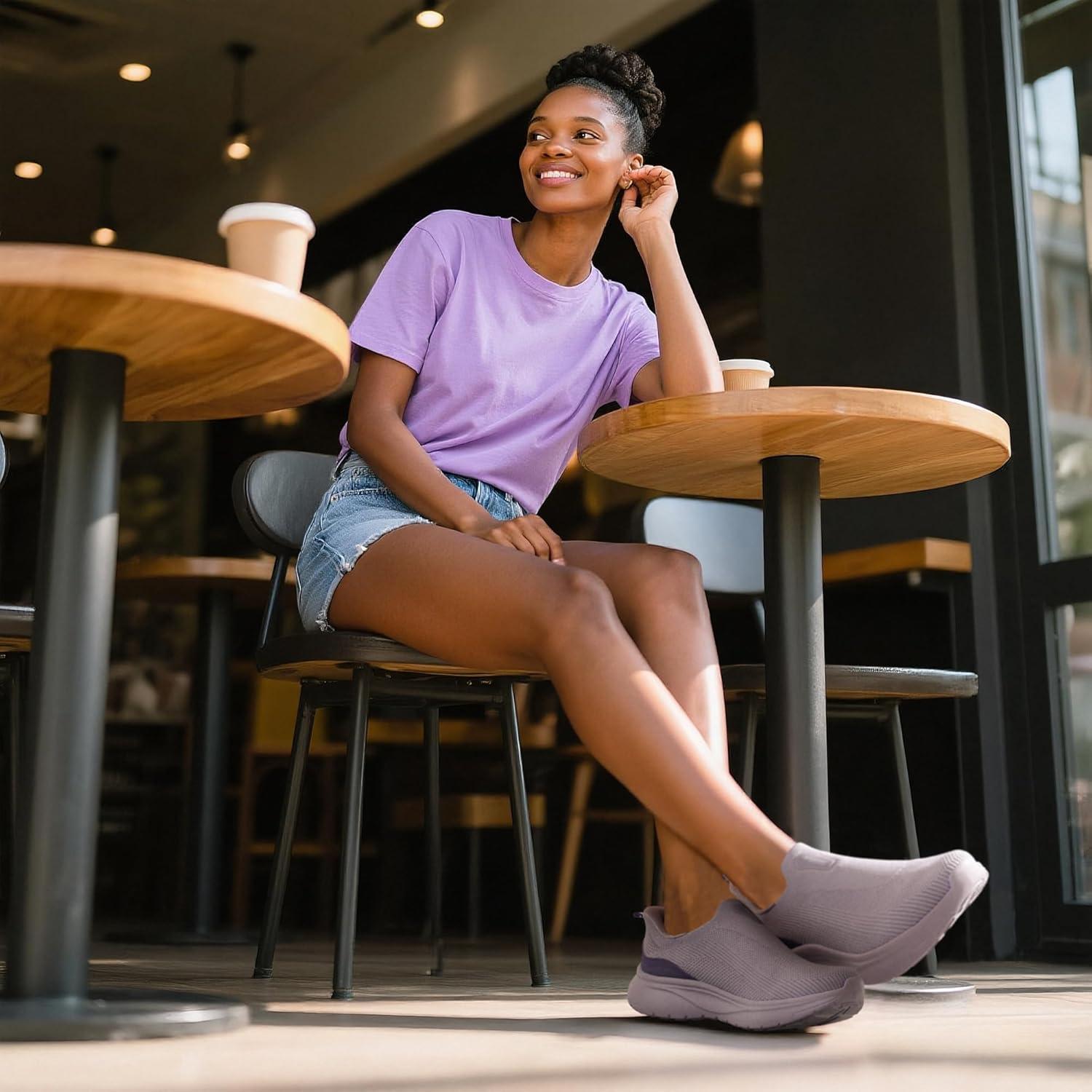 imageNORTIV 8 Womens Slip on Walking Shoes Hands Free NonSlip Lightweight Gym Workout Casual Comfort Breathable Running Tennis SwiftSleek Fashion SneakersPurple