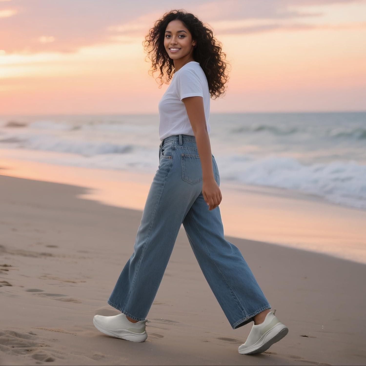 imageNORTIV 8 Womens Slip on Walking Shoes Hands Free NonSlip Lightweight Gym Workout Casual Comfort Breathable Running Tennis SwiftSleek Fashion SneakersWhite