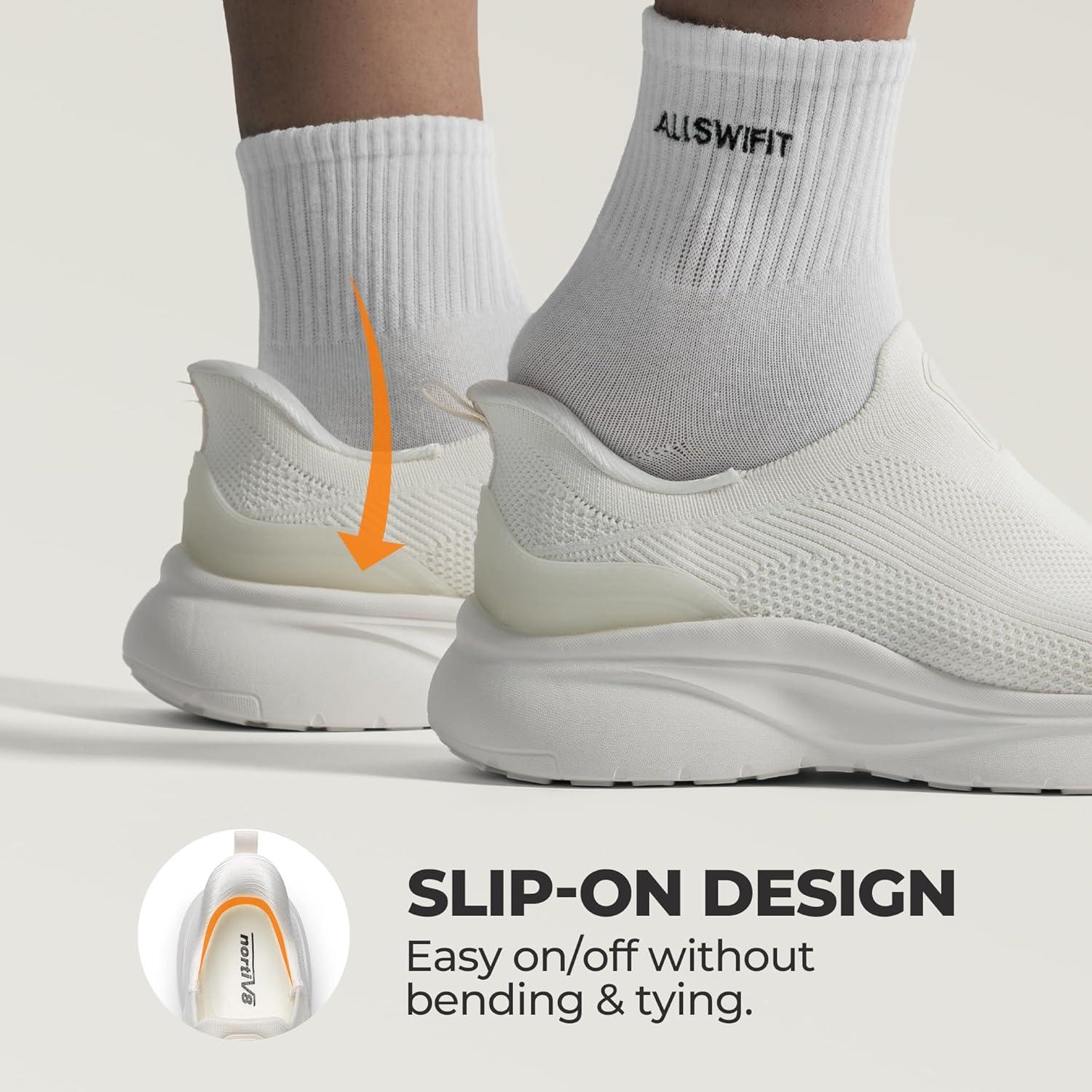 imageNORTIV 8 Womens Slip on Walking Shoes Hands Free NonSlip Lightweight Gym Workout Casual Comfort Breathable Running Tennis SwiftSleek Fashion SneakersWhite