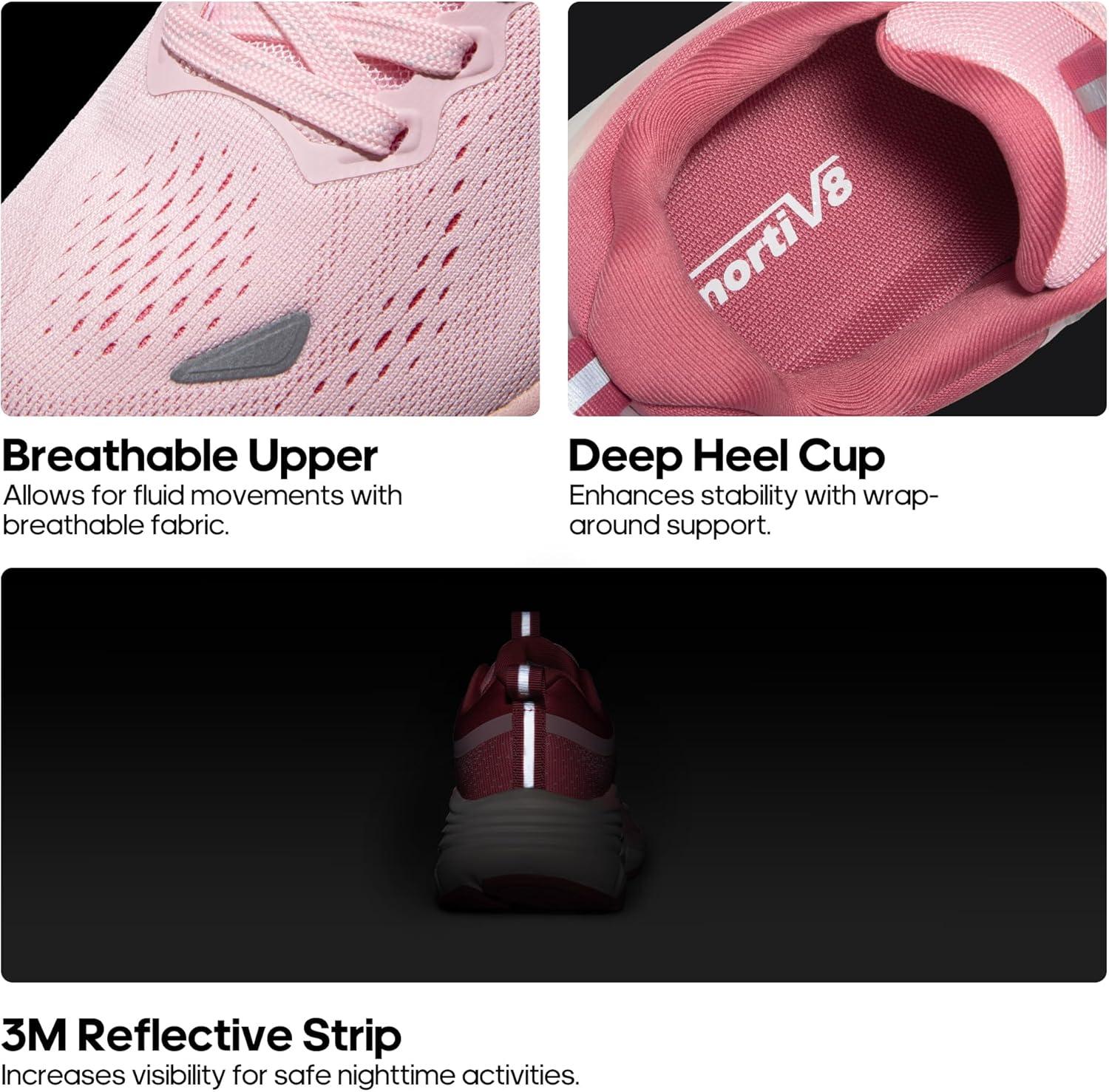 imageNORTIV 8 Womens Walking Shoes Cushion Comfortable ActiveBreeze Running Tennis Shoes NonSlip Workout Gym Sports Athletic Breathable Fashion SneakersPink