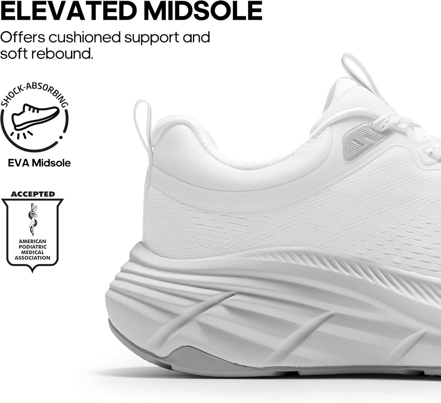 imageNORTIV 8 Womens Walking Shoes Cushion Comfortable ActiveBreeze Running Tennis Shoes NonSlip Workout Gym Sports Athletic Breathable Fashion SneakersWhite