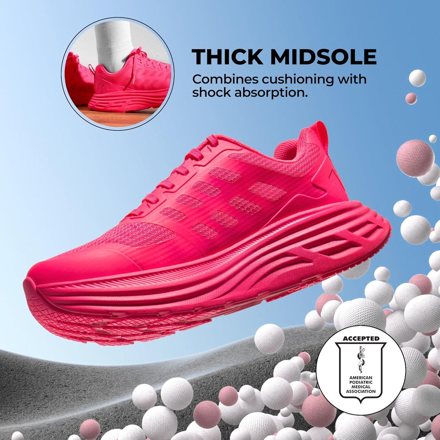 imageNORTIV 8 Womens Walking Shoes Cushion Running Tennis Shoes ActiveFloat NonSlip Comfortable Breathable Workout Gym Sports Athletic Fashion SneakersHot Pink