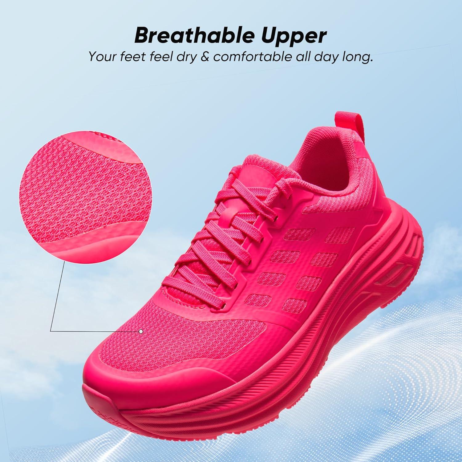 imageNORTIV 8 Womens Walking Shoes Cushion Running Tennis Shoes ActiveFloat NonSlip Comfortable Breathable Workout Gym Sports Athletic Fashion SneakersHot Pink
