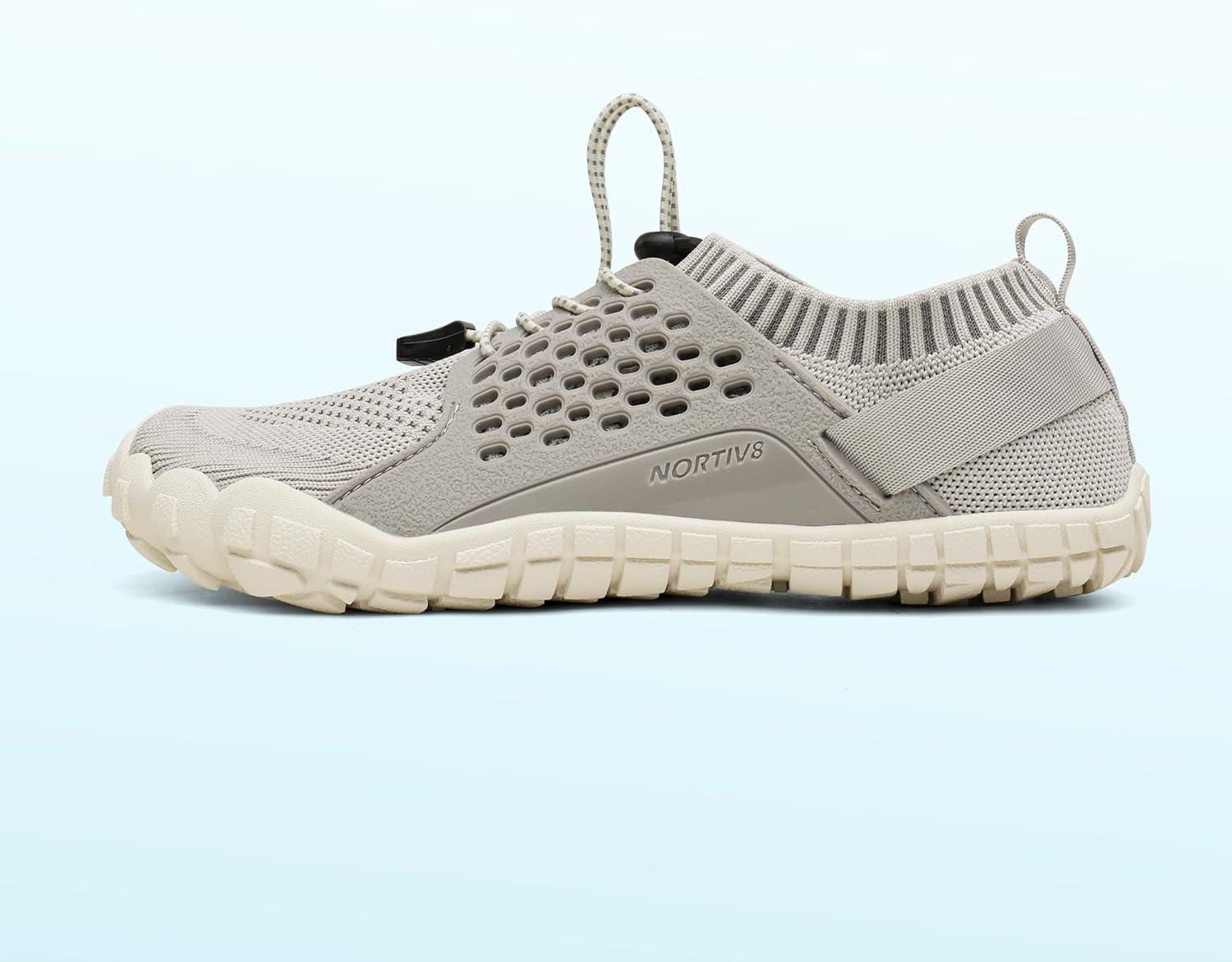 imageNORTIV 8 Womens Water Shoes Barefoot Quick Dry Aqua Swim Shoes for Beach Sports Fishing Hiking Boating Surfing Shoes TREKLADYBeigeLightGrey