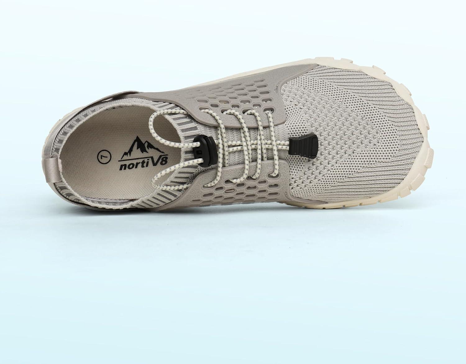 imageNORTIV 8 Womens Water Shoes Barefoot Quick Dry Aqua Swim Shoes for Beach Sports Fishing Hiking Boating Surfing Shoes TREKLADYBeigeLightGrey