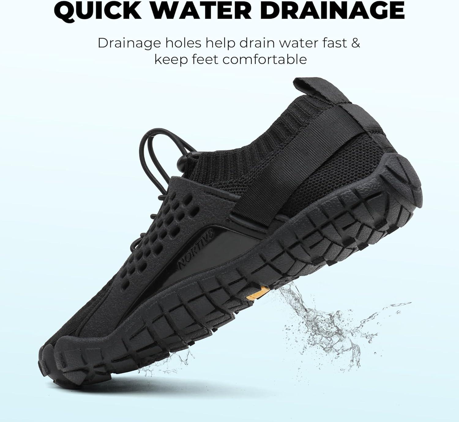imageNORTIV 8 Womens Water Shoes Barefoot Quick Dry Aqua Swim Shoes for Beach Sports Fishing Hiking Boating Surfing Shoes TREKLADYBlack