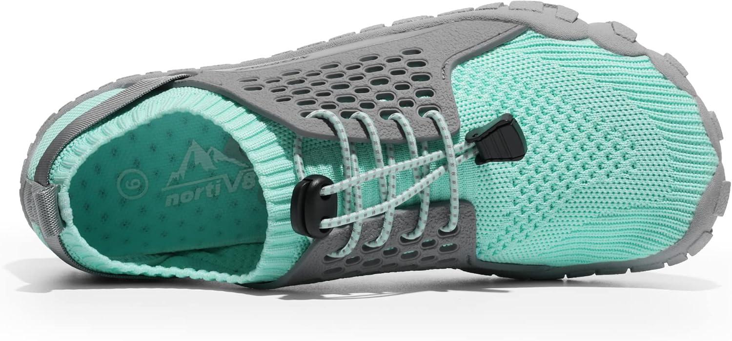 imageNORTIV 8 Womens Water Shoes Barefoot Quick Dry Aqua Swim Shoes for Beach Sports Fishing Hiking Boating Surfing Shoes TREKLADYLight BlueGrey