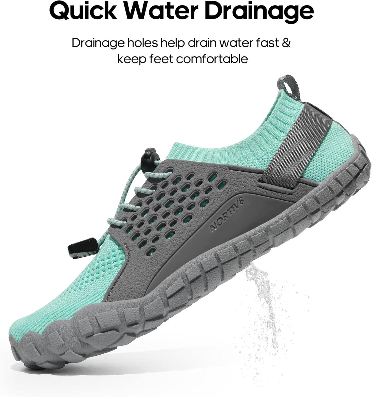 imageNORTIV 8 Womens Water Shoes Barefoot Quick Dry Aqua Swim Shoes for Beach Sports Fishing Hiking Boating Surfing Shoes TREKLADYLight BlueGrey