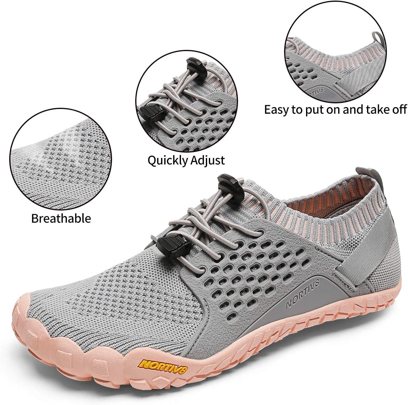 imageNORTIV 8 Womens Water Shoes Barefoot Quick Dry Aqua Swim Shoes for Beach Sports Fishing Hiking Boating Surfing Shoes TREKLADYLightGreyPink