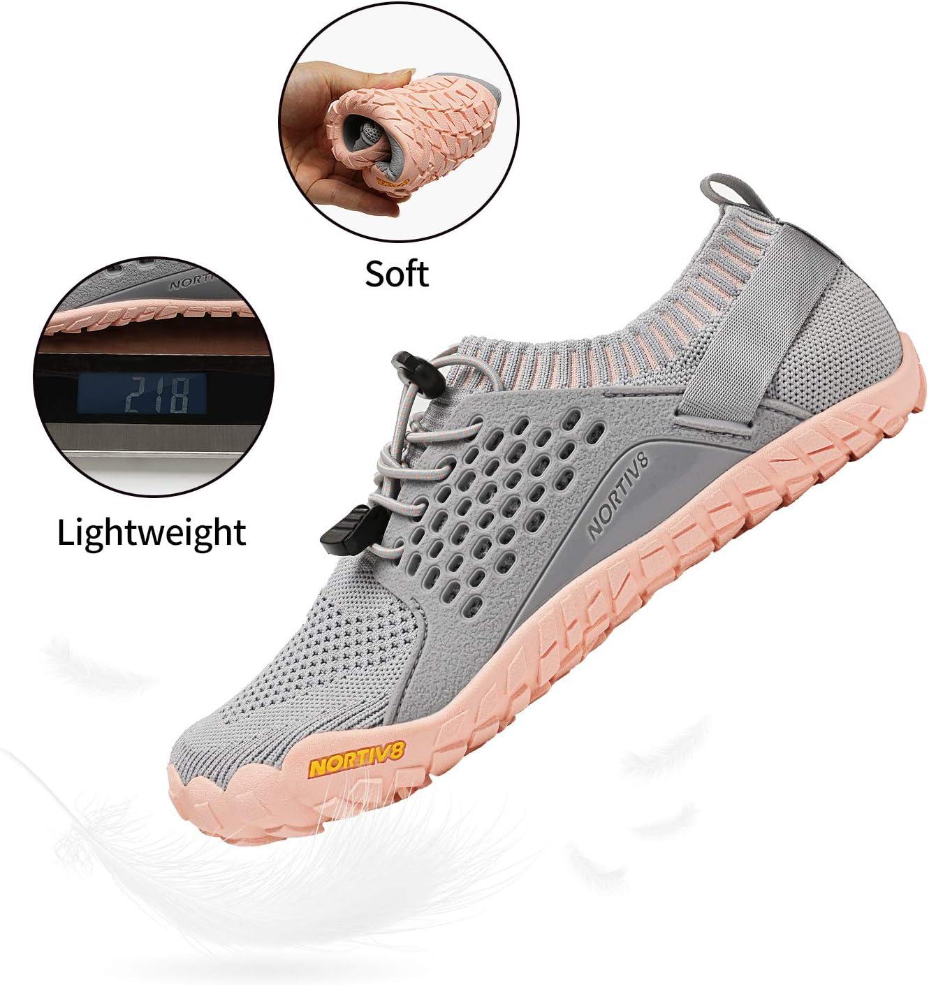 imageNORTIV 8 Womens Water Shoes Barefoot Quick Dry Aqua Swim Shoes for Beach Sports Fishing Hiking Boating Surfing Shoes TREKLADYLightGreyPink