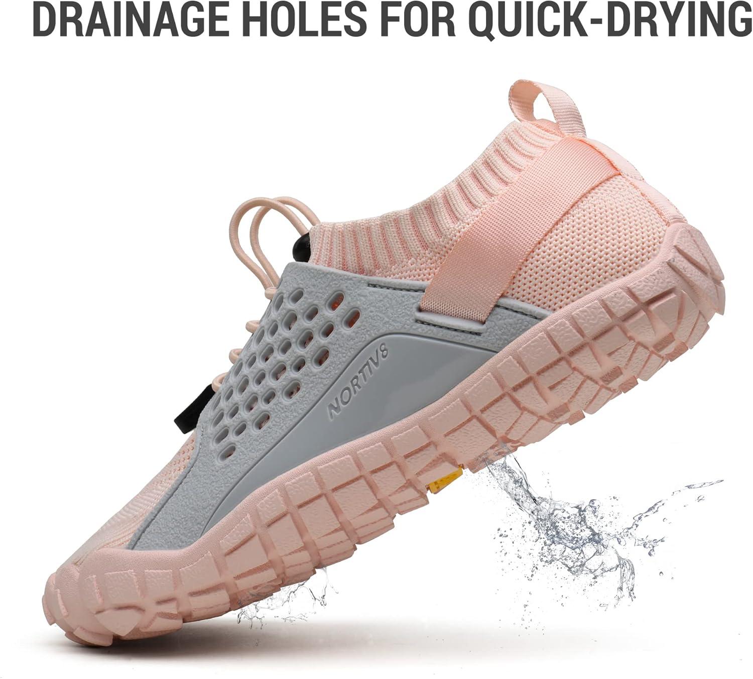 imageNORTIV 8 Womens Water Shoes Barefoot Quick Dry Aqua Swim Shoes for Beach Sports Fishing Hiking Boating Surfing Shoes TREKLADYPink