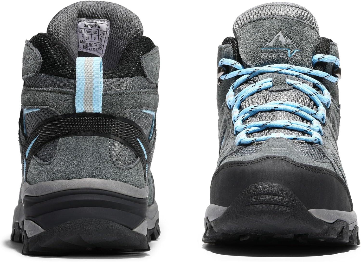 imageNORTIV 8 Womens Waterproof Hiking Boots Outdoor Trekking Camping Trail Hiking Boot SeekerGreyBlue