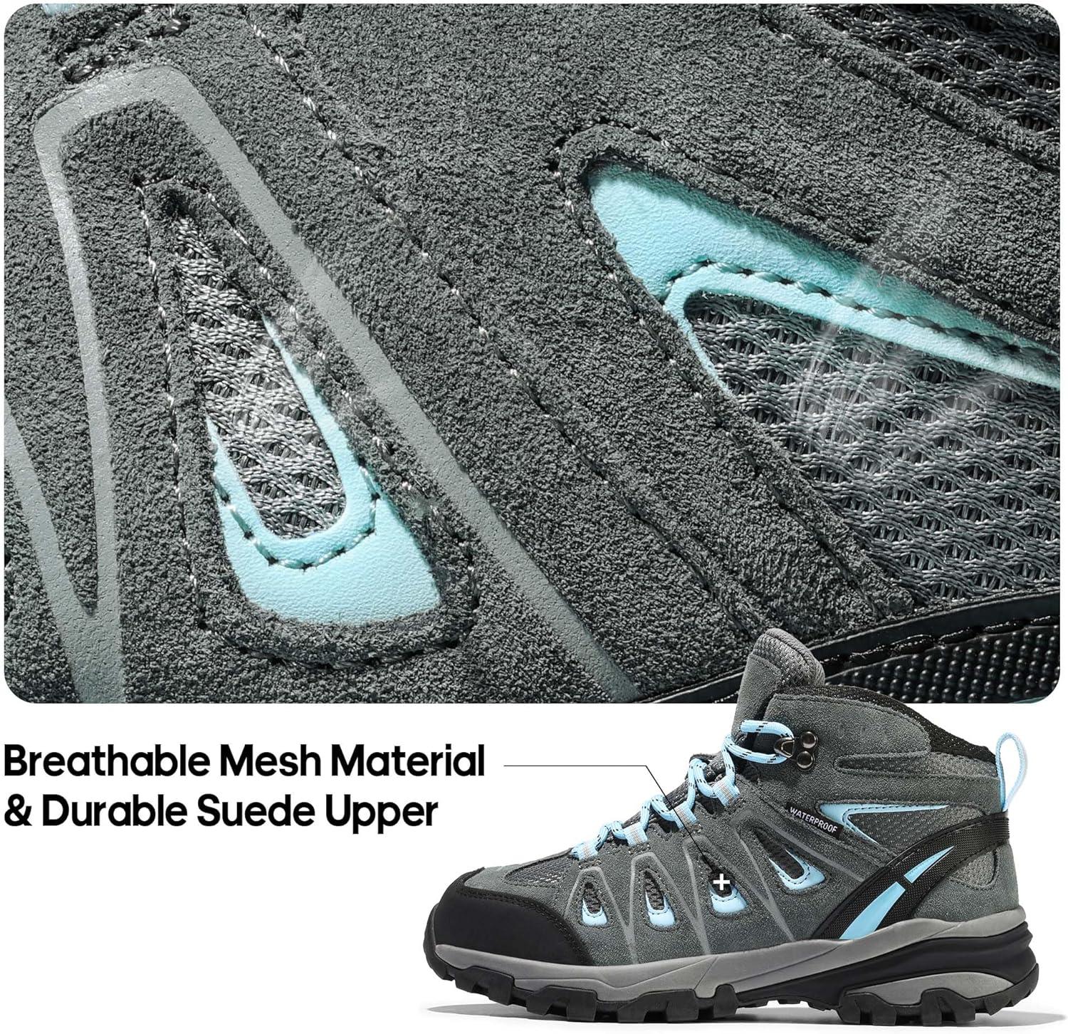 imageNORTIV 8 Womens Waterproof Hiking Boots Outdoor Trekking Camping Trail Hiking Boot SeekerGreyBlue