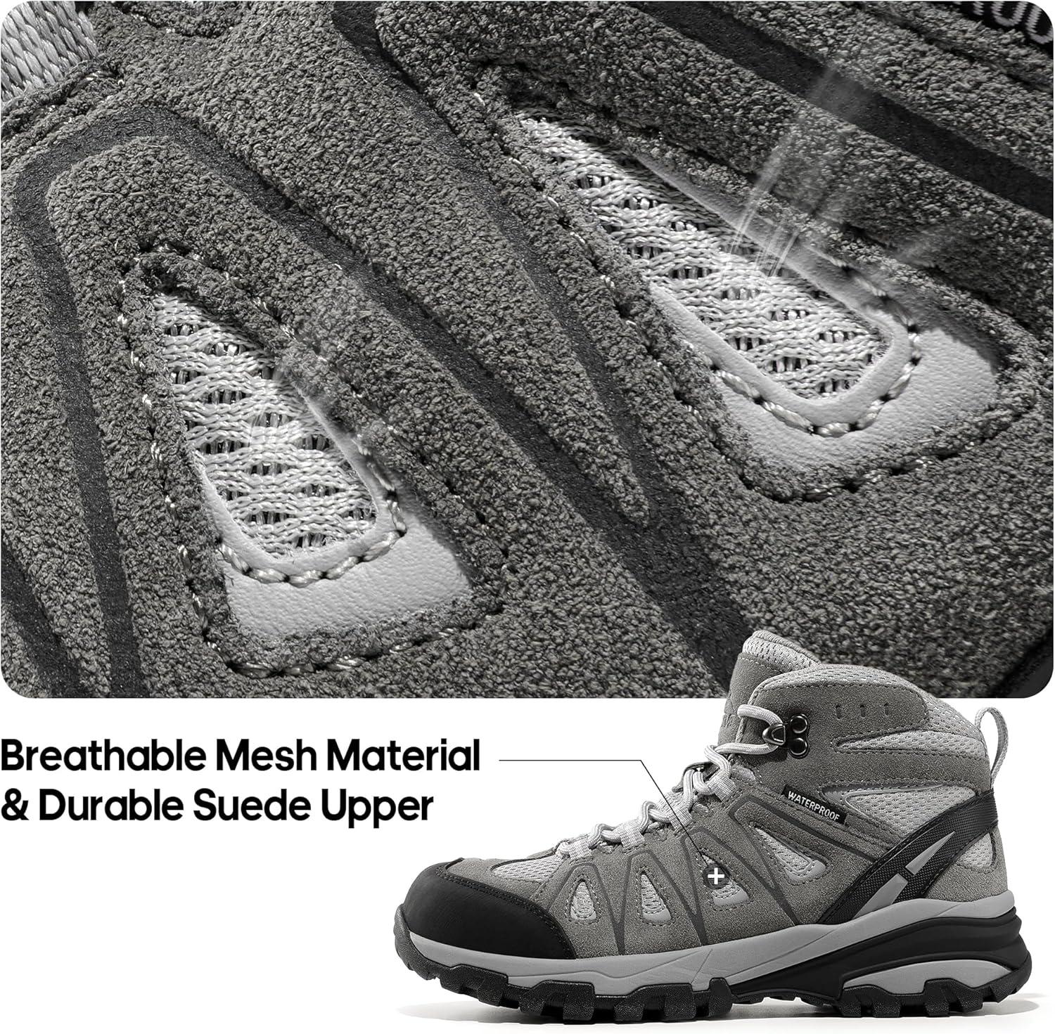 imageNORTIV 8 Womens Waterproof Hiking Boots Outdoor Trekking Camping Trail Hiking Boot SeekerLight Grey