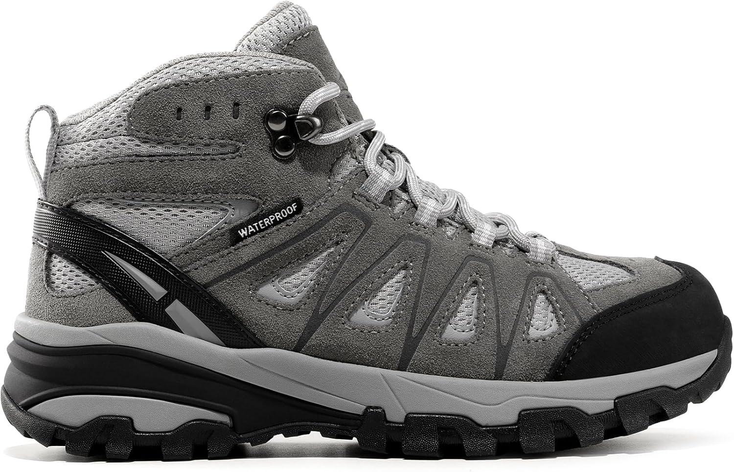 imageNORTIV 8 Womens Waterproof Hiking Boots Outdoor Trekking Camping Trail Hiking Boot SeekerLight Grey