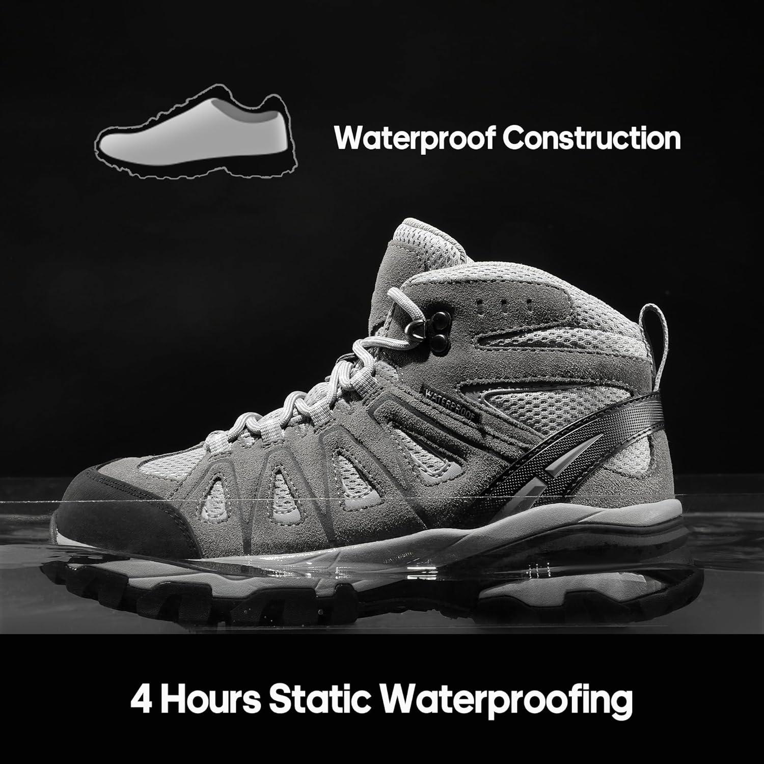 imageNORTIV 8 Womens Waterproof Hiking Boots Outdoor Trekking Camping Trail Hiking Boot SeekerLight Grey