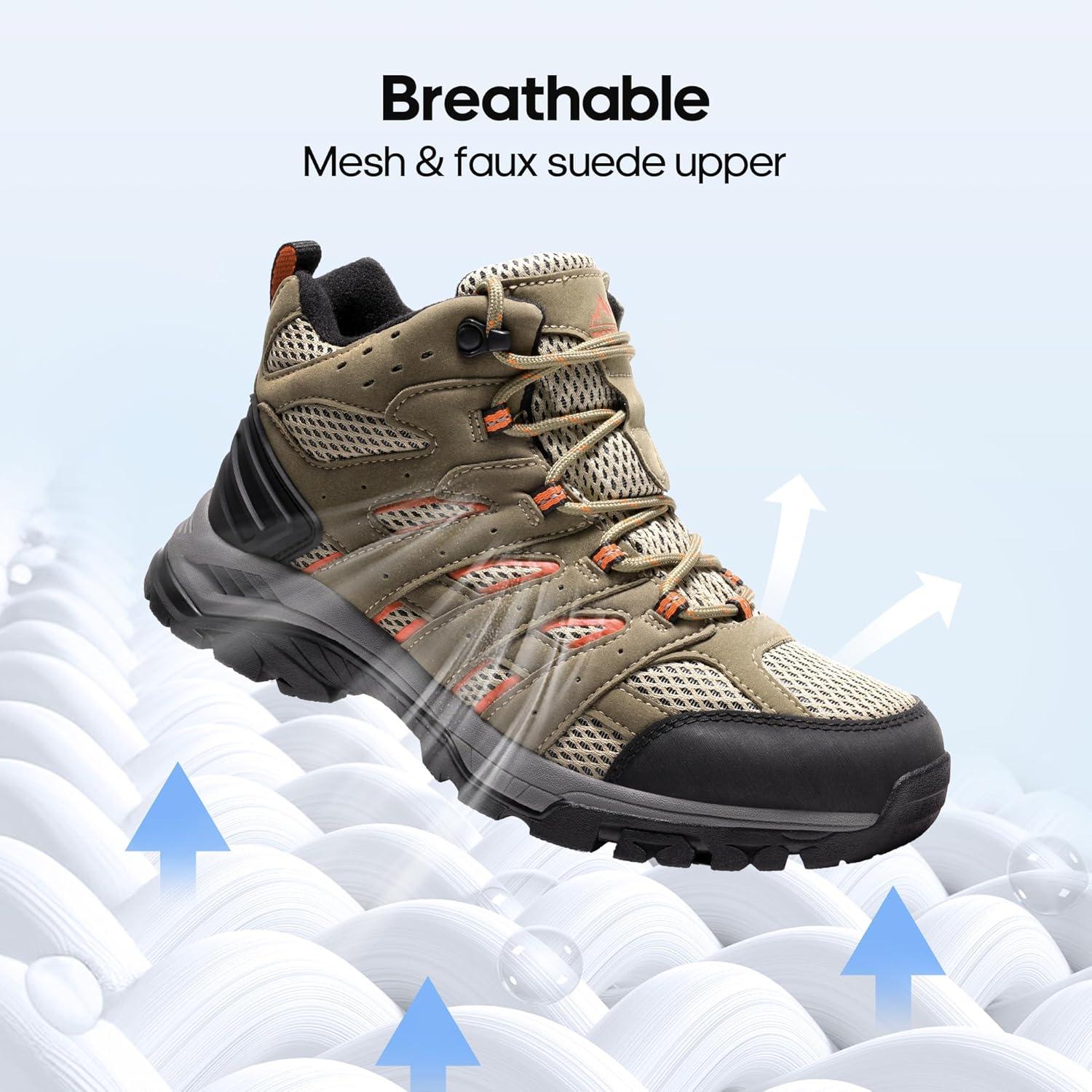 imageNORTIV 8 Womens Waterproof Hiking Boots Outdoor Trekking Mid Backpacking Mountaineering lightweight bootsBrownOrange