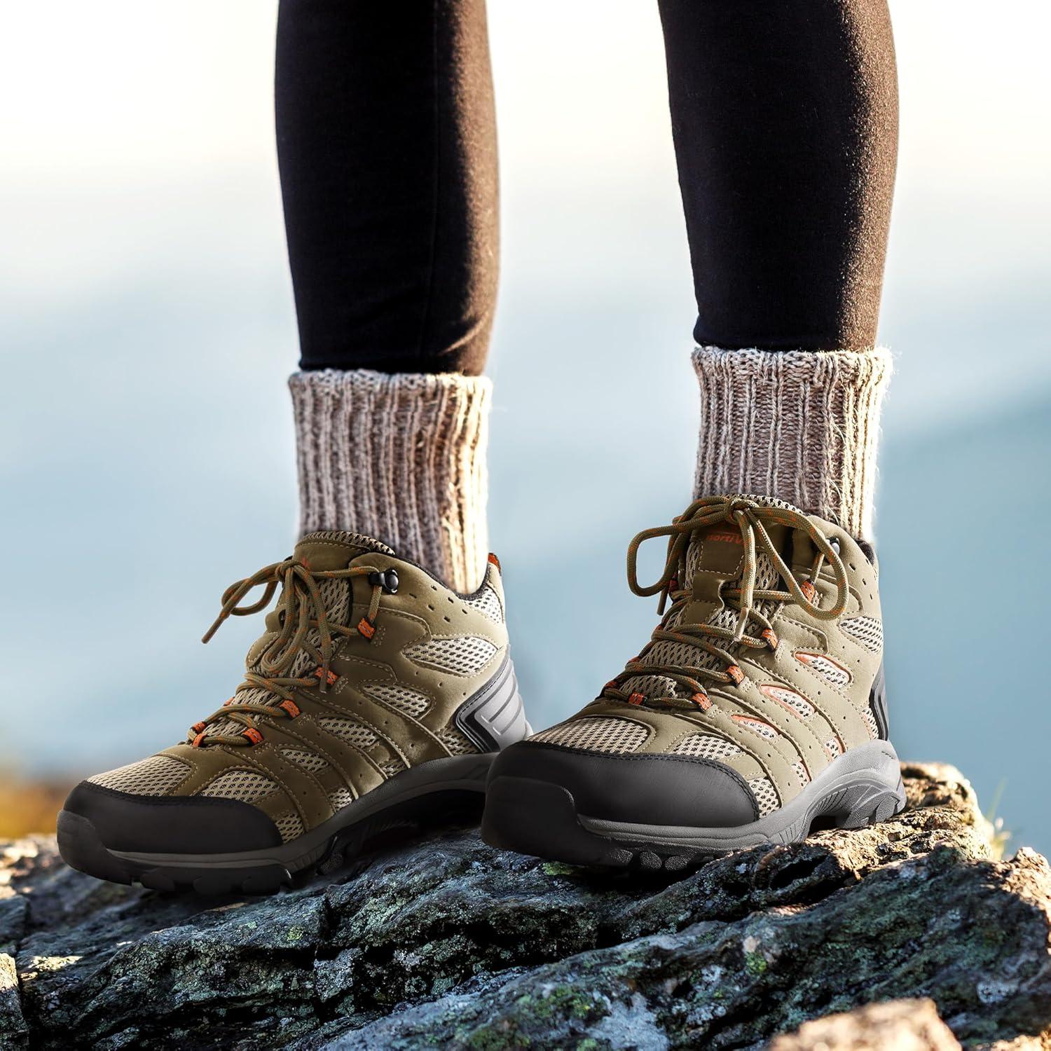 imageNORTIV 8 Womens Waterproof Hiking Boots Outdoor Trekking Mid Backpacking Mountaineering lightweight bootsBrownOrange