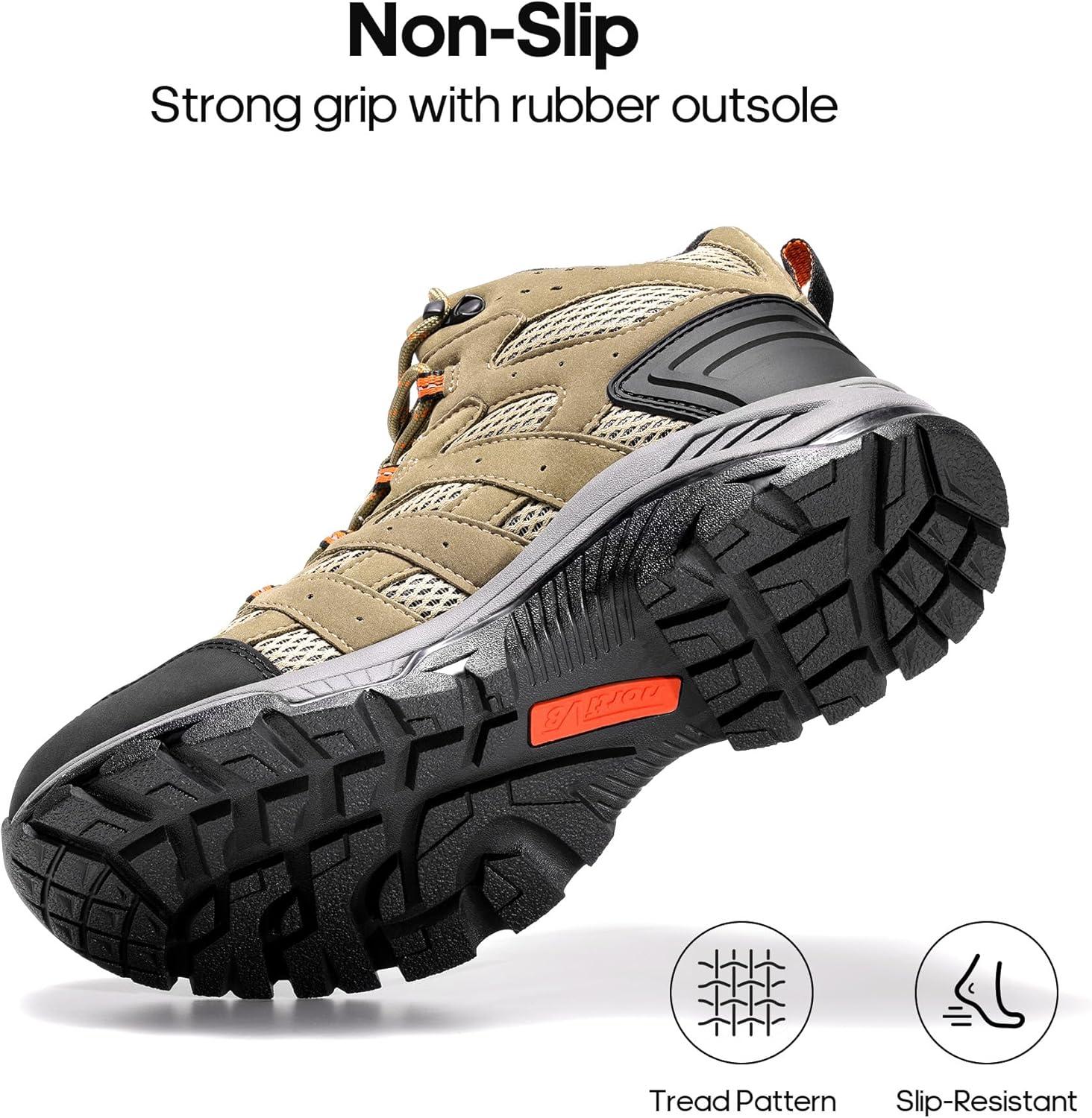 imageNORTIV 8 Womens Waterproof Hiking Boots Outdoor Trekking Mid Backpacking Mountaineering lightweight bootsBrownOrange