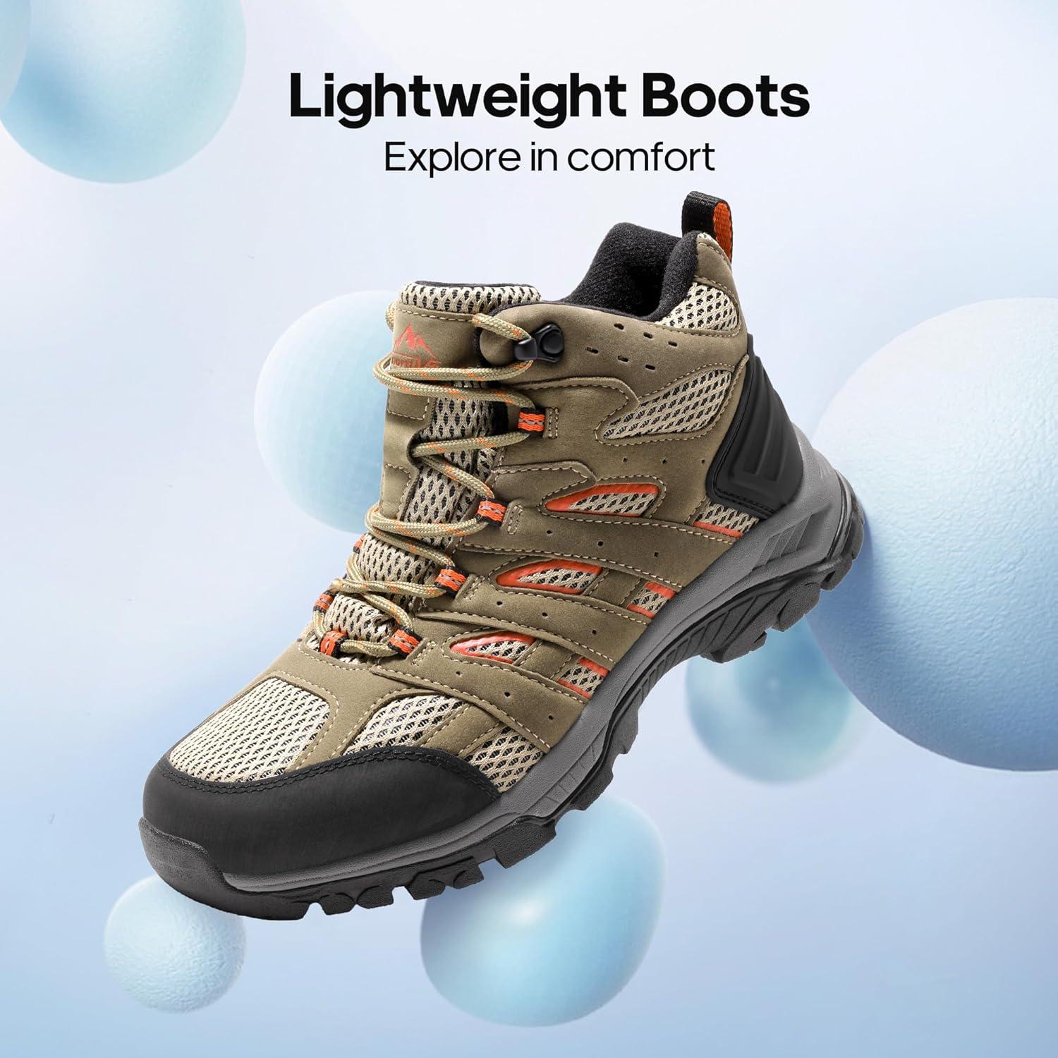 imageNORTIV 8 Womens Waterproof Hiking Boots Outdoor Trekking Mid Backpacking Mountaineering lightweight bootsBrownOrange