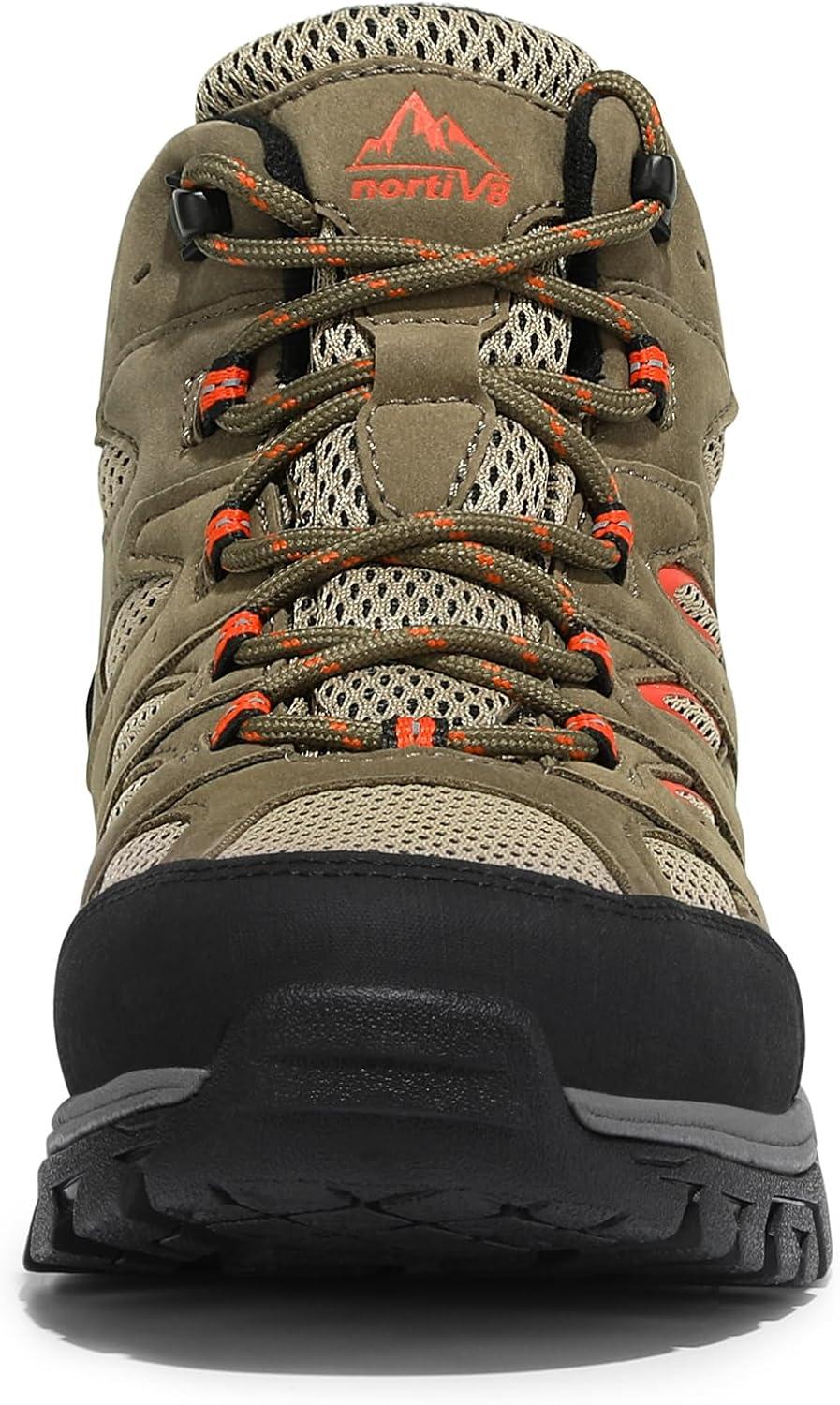 imageNORTIV 8 Womens Waterproof Hiking Boots Outdoor Trekking Mid Backpacking Mountaineering lightweight bootsBrownOrange
