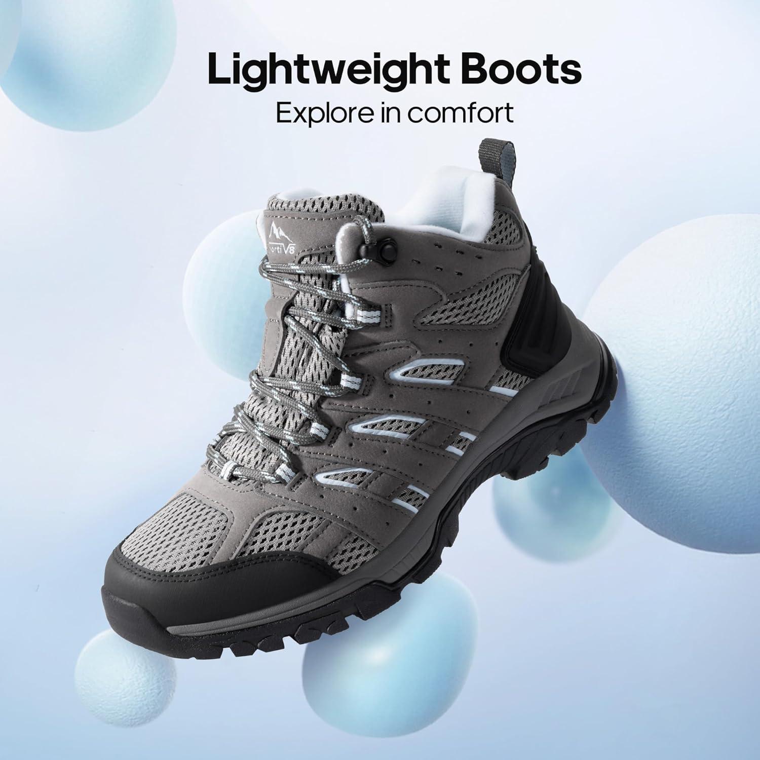 imageNORTIV 8 Womens Waterproof Hiking Boots Outdoor Trekking Mid Backpacking Mountaineering lightweight bootsDark Greysuede