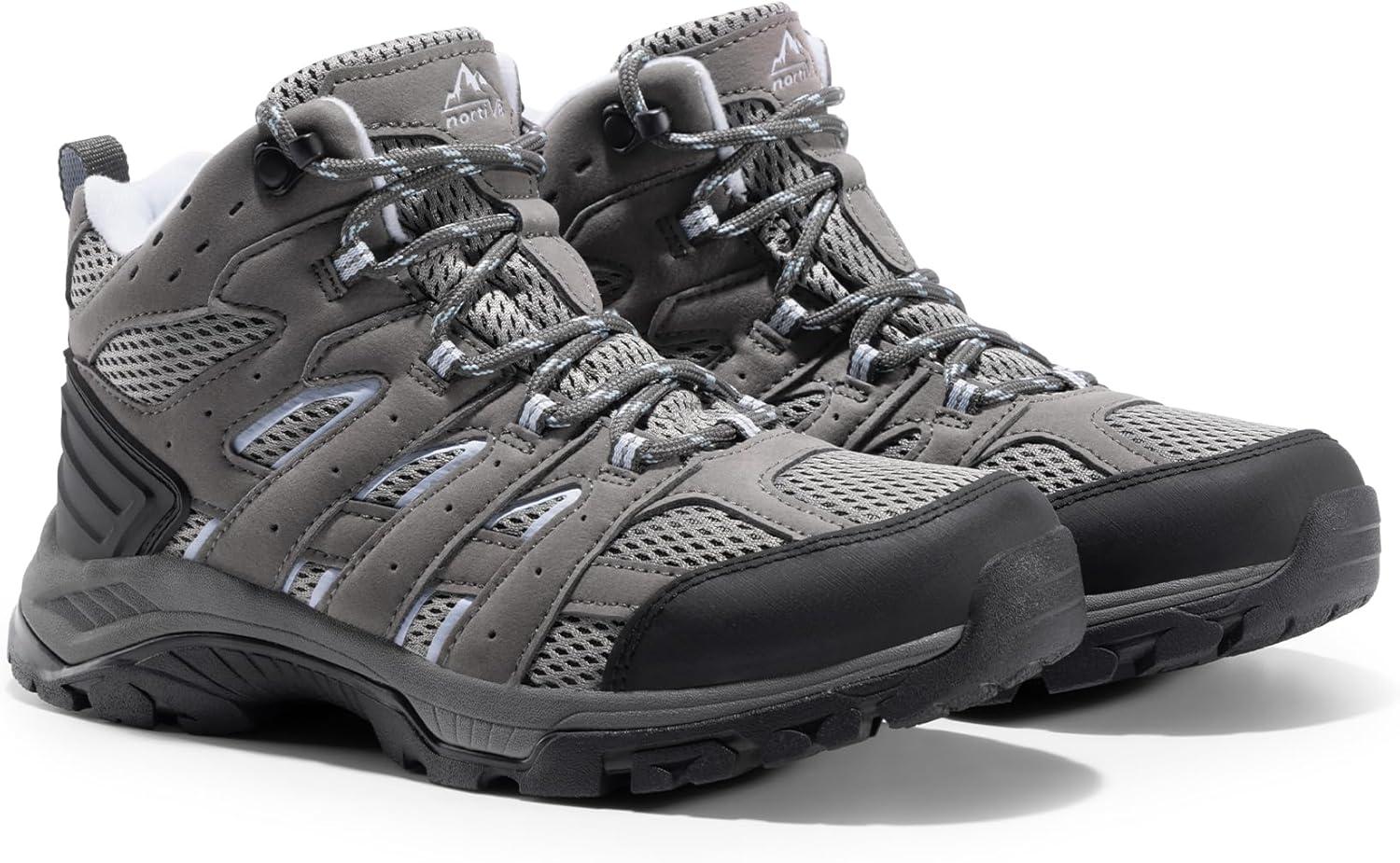 imageNORTIV 8 Womens Waterproof Hiking Boots Outdoor Trekking Mid Backpacking Mountaineering lightweight bootsDark Greysuede