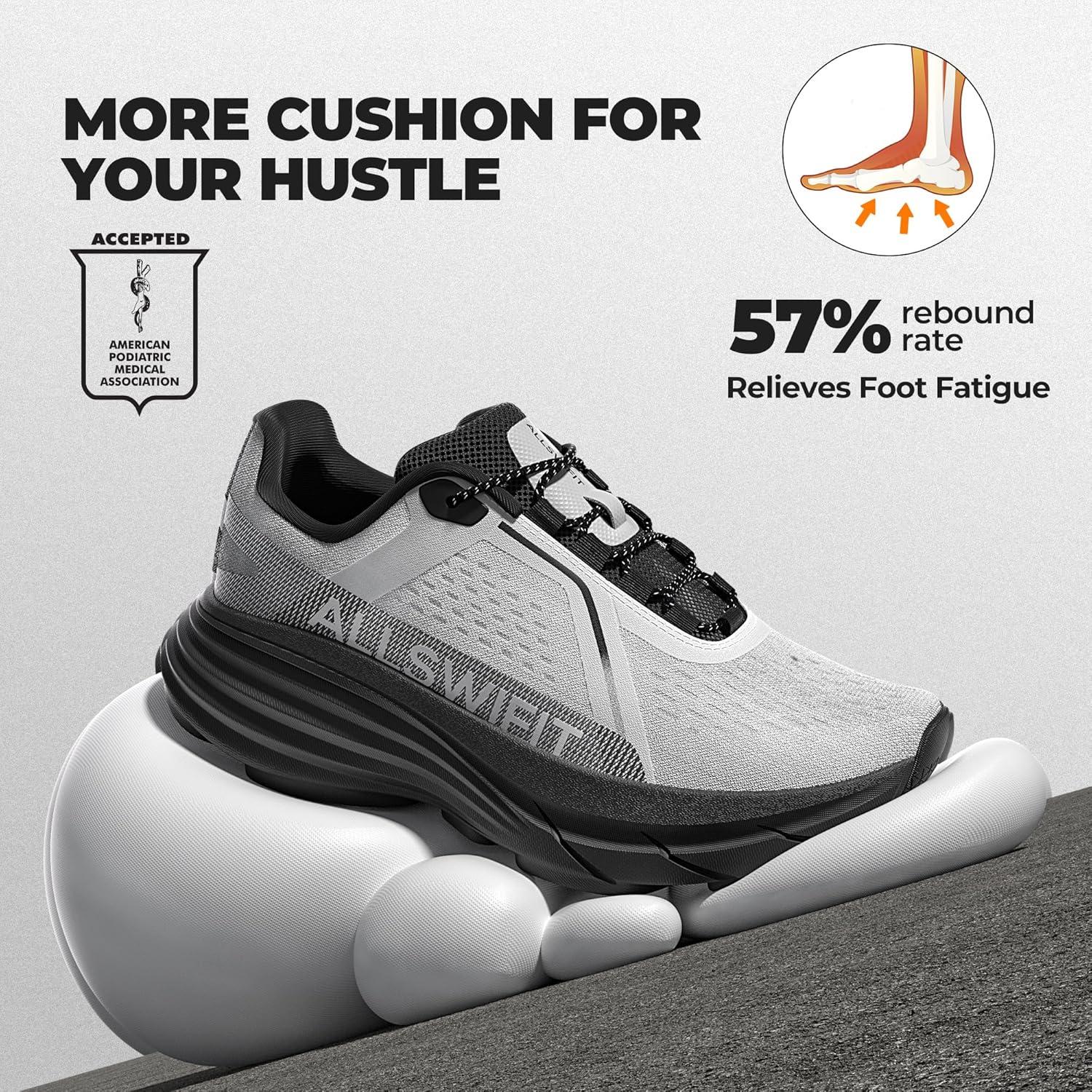 imageWomens Cushion Lightweight Walking Running Shoes Tennis NonSlip Comfortable Jogging Workout Gym Athletic Breathable ActiveAiry Fashion SneakersGreyBlack
