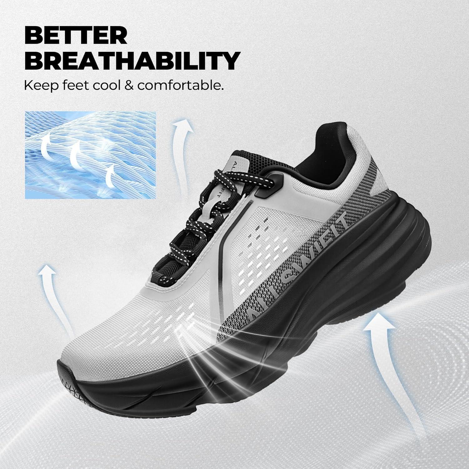 imageWomens Cushion Lightweight Walking Running Shoes Tennis NonSlip Comfortable Jogging Workout Gym Athletic Breathable ActiveAiry Fashion SneakersGreyBlack