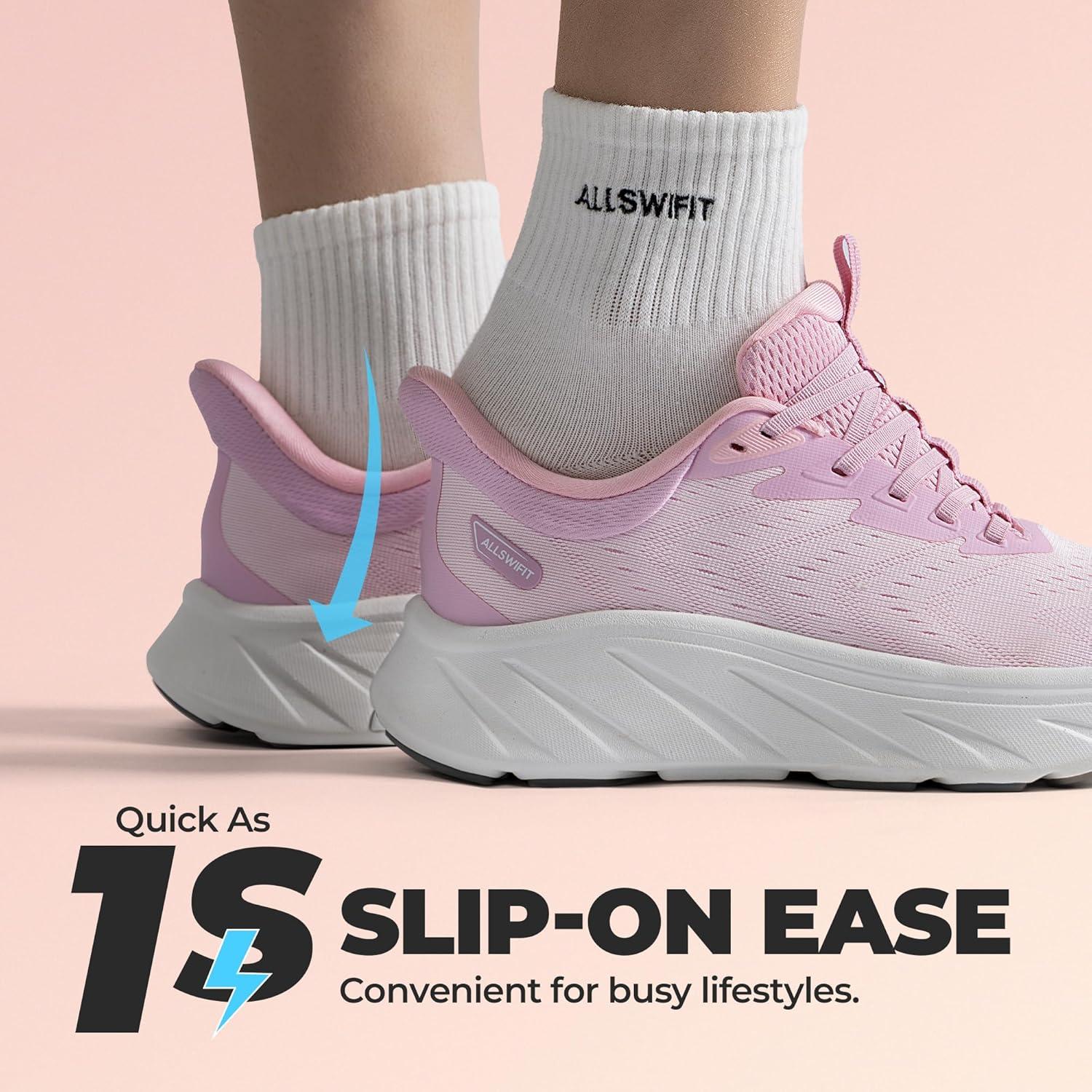 imageWomens Slip On Stability Walking Running Shoes Hands Free Tennis NonSlip Comfortable Workout Gym Breathable Lightweight StediBase Fashion SneakersPink