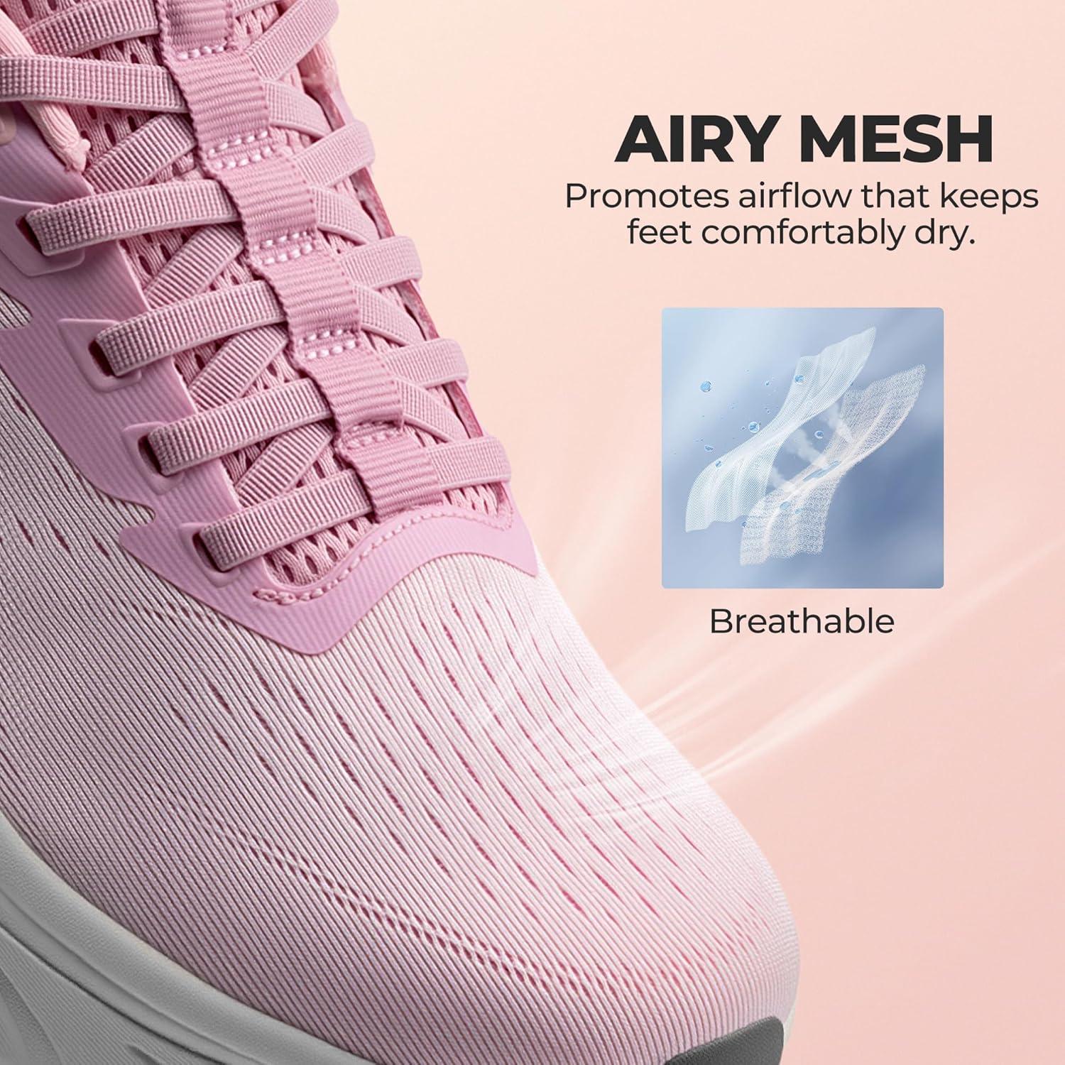 imageWomens Slip On Stability Walking Running Shoes Hands Free Tennis NonSlip Comfortable Workout Gym Breathable Lightweight StediBase Fashion SneakersPink