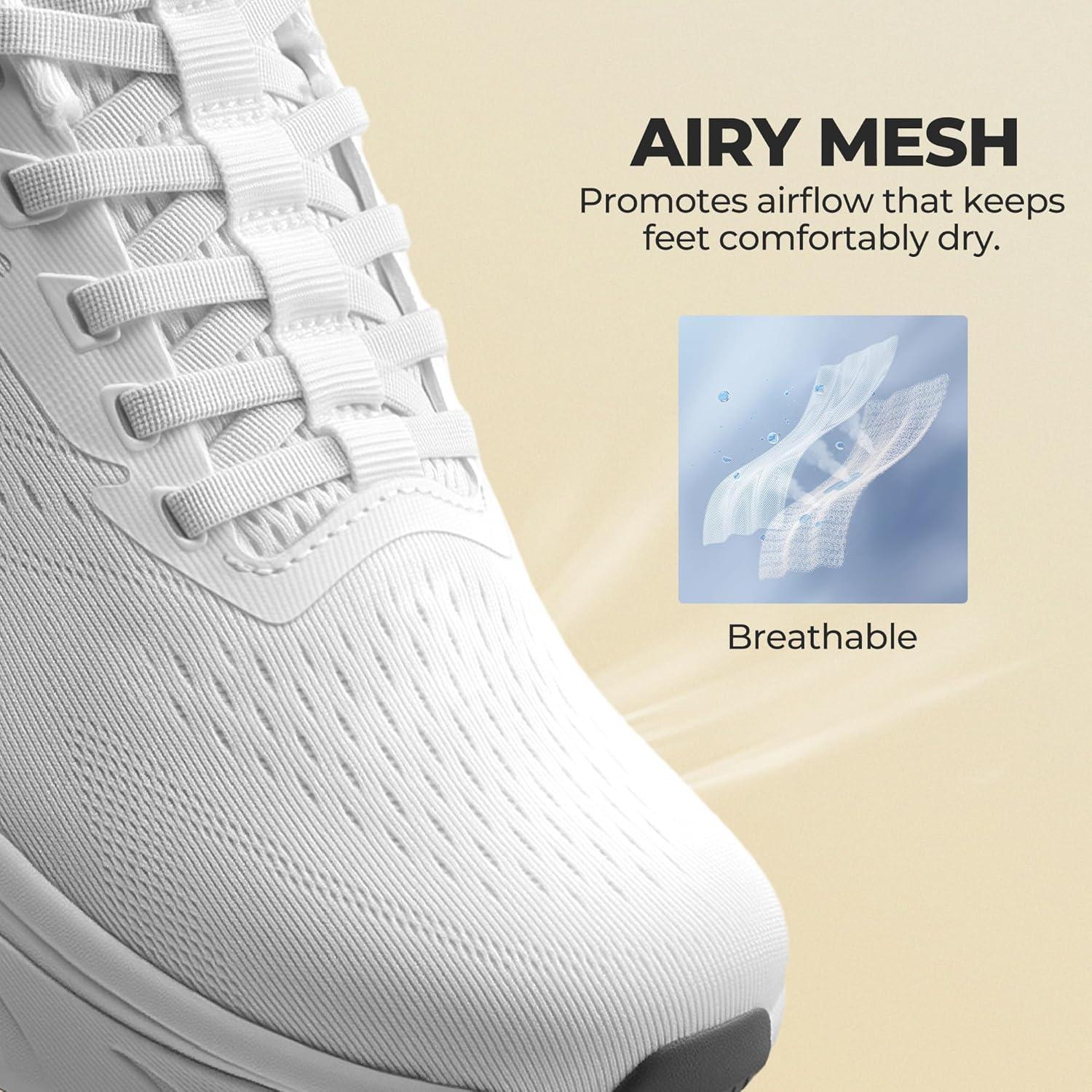 imageWomens Slip On Stability Walking Running Shoes Hands Free Tennis NonSlip Comfortable Workout Gym Breathable Lightweight StediBase Fashion SneakersWhite