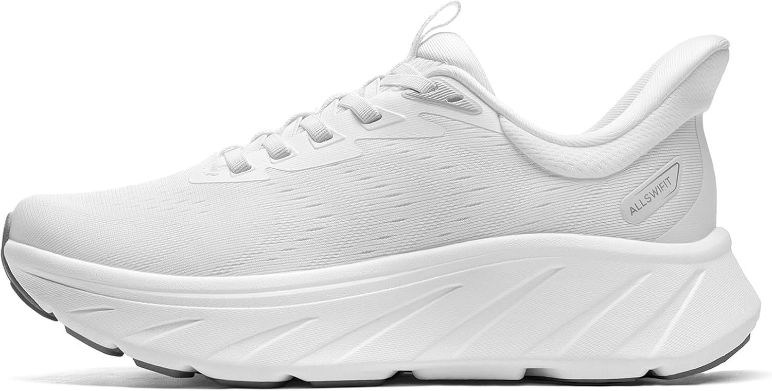 imageWomens Slip On Stability Walking Running Shoes Hands Free Tennis NonSlip Comfortable Workout Gym Breathable Lightweight StediBase Fashion SneakersWhite